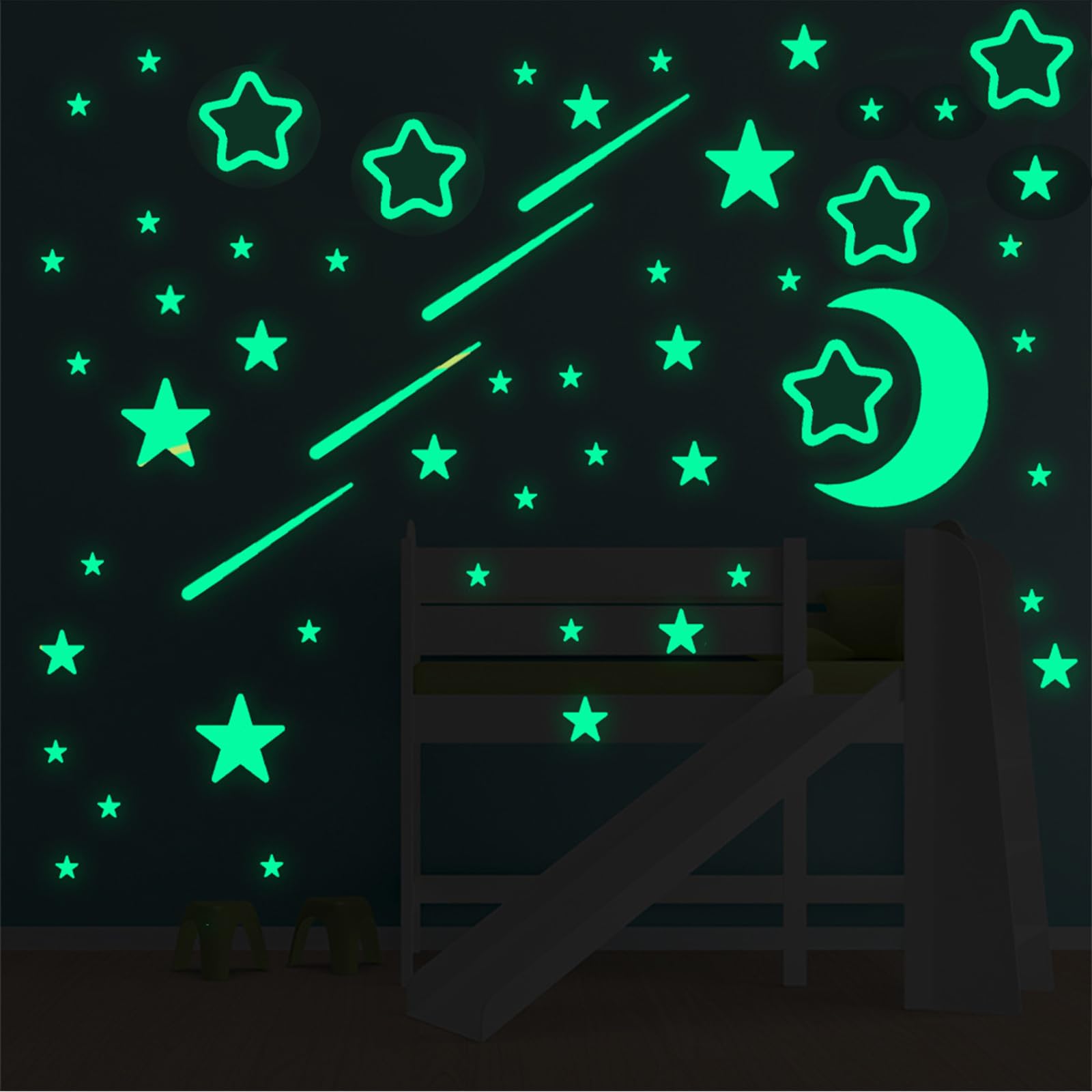 Beauenty Kids Home Room Decor Luminous Stickers, Glow in The Dark Stars sun and A Moon, for Christmas, Party, Birthday Gift (Style 1)