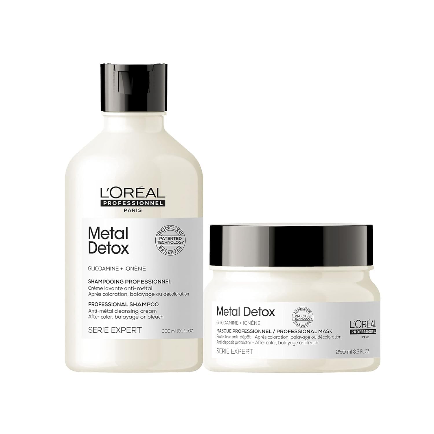 L'Oreal Metal Detox Shampoo & Mask Set | Prevents Damage | Prolongs Color | Anti-Breakage | Sulfate-Free | For All Hair Types