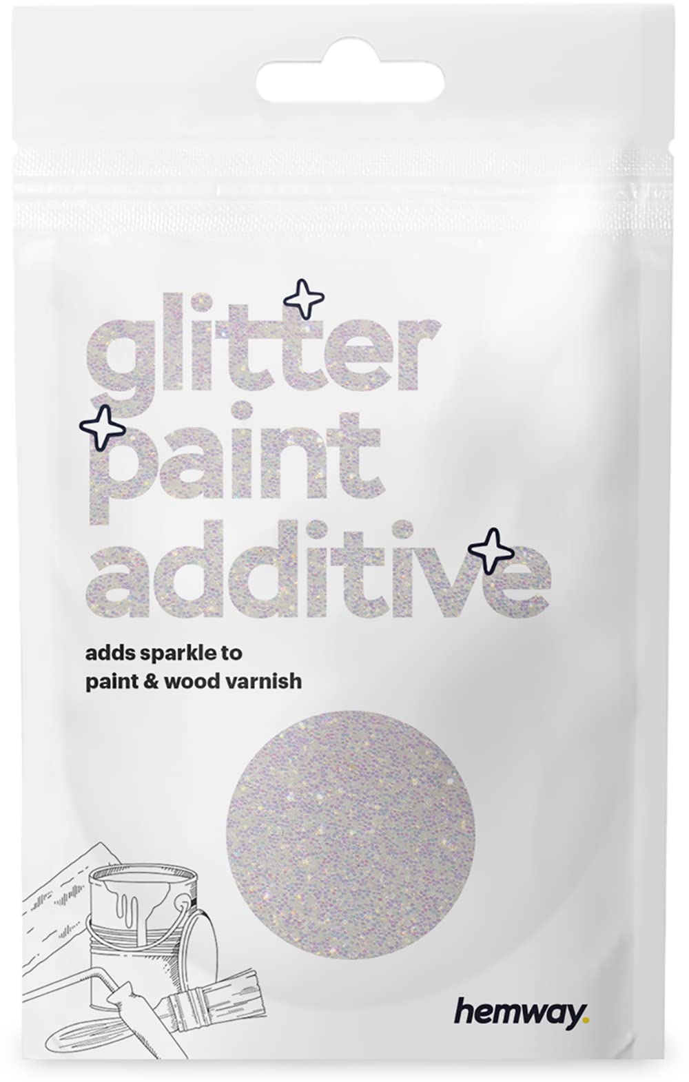 Hemway Glitter Paint Additive Sample - Mother of Pearl - Mix with Emulsion Water Based Paints Wall Ceiling Glitter Paint - 10g