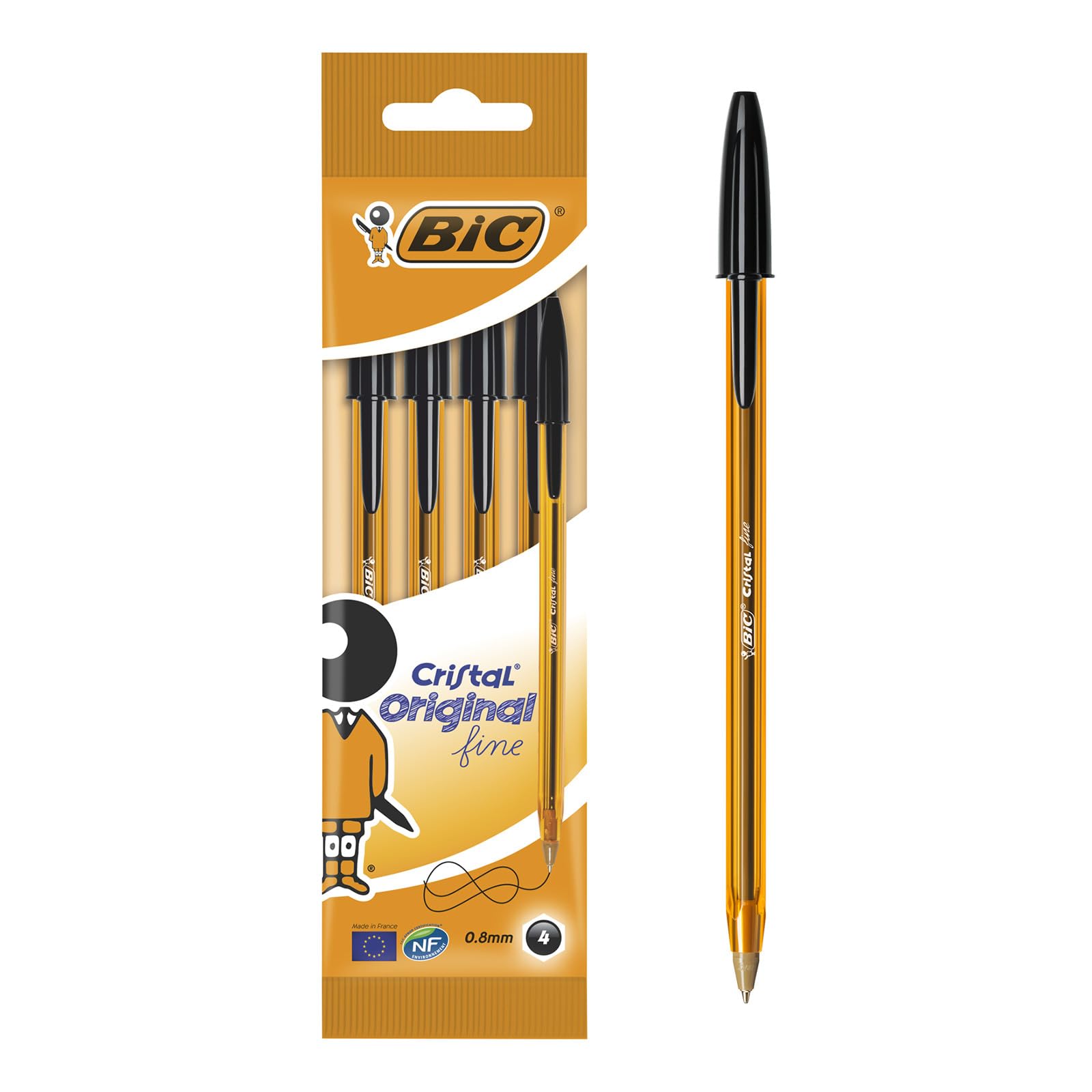 Bic Cristal Fine Ballpoint Pen Pack of 4 Black