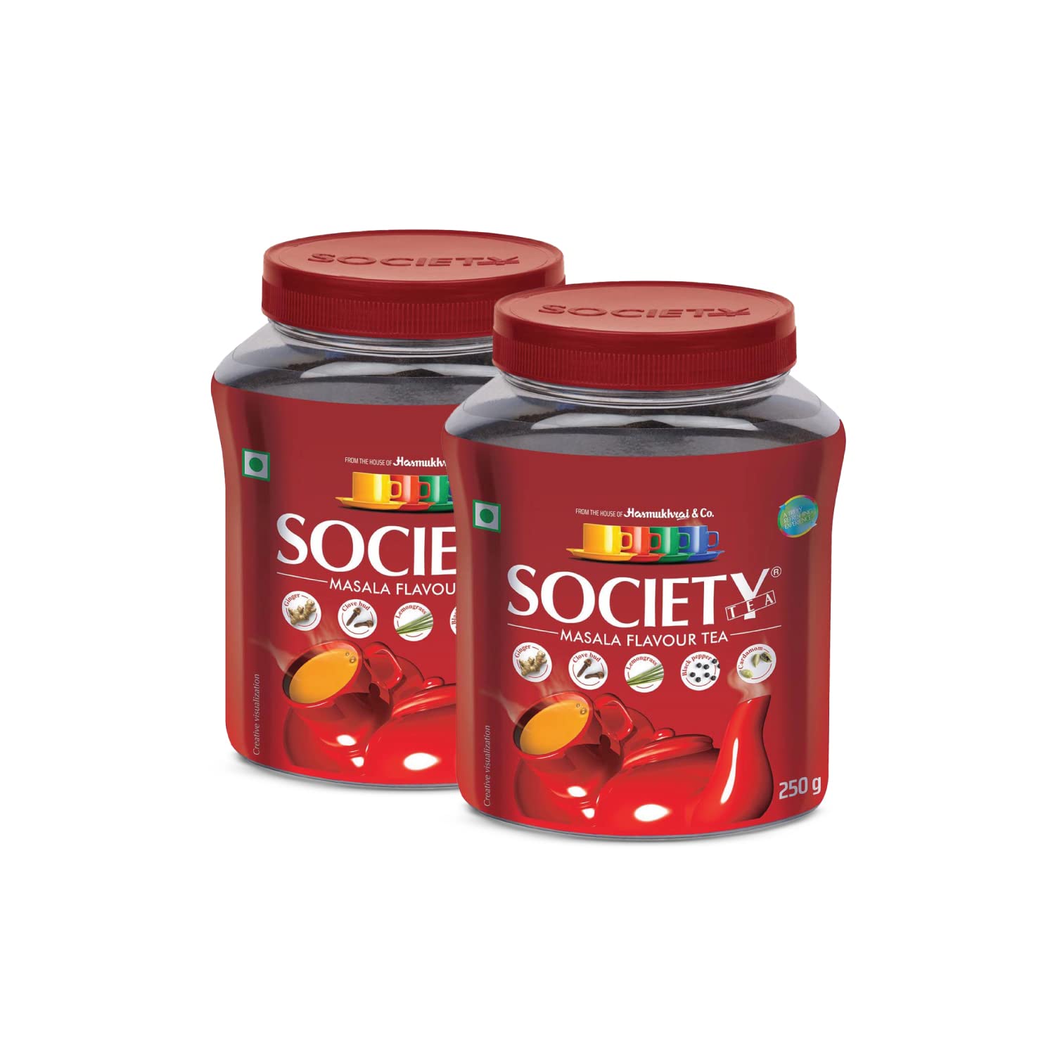 Society Tea Masala Chai | 250 g Jar | Pack of 2 | Made with Cardamom Ginger Cloves Black Pepper and Lemongrass | Classic Masala Tea