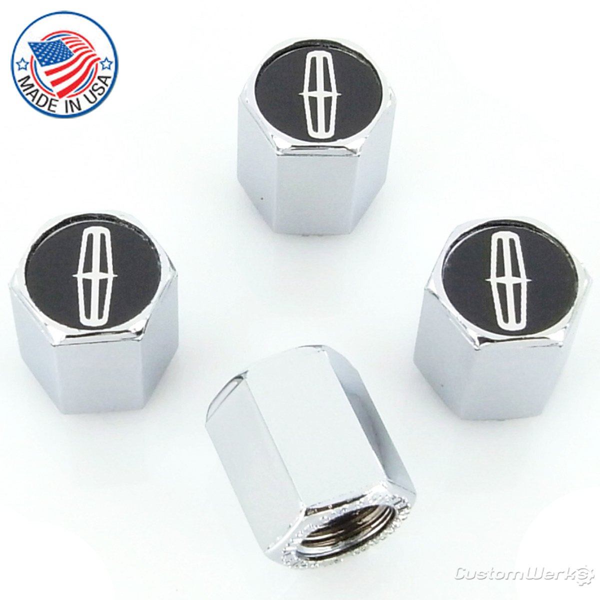 Lincoln Black Logo Tire Stem Valve Caps