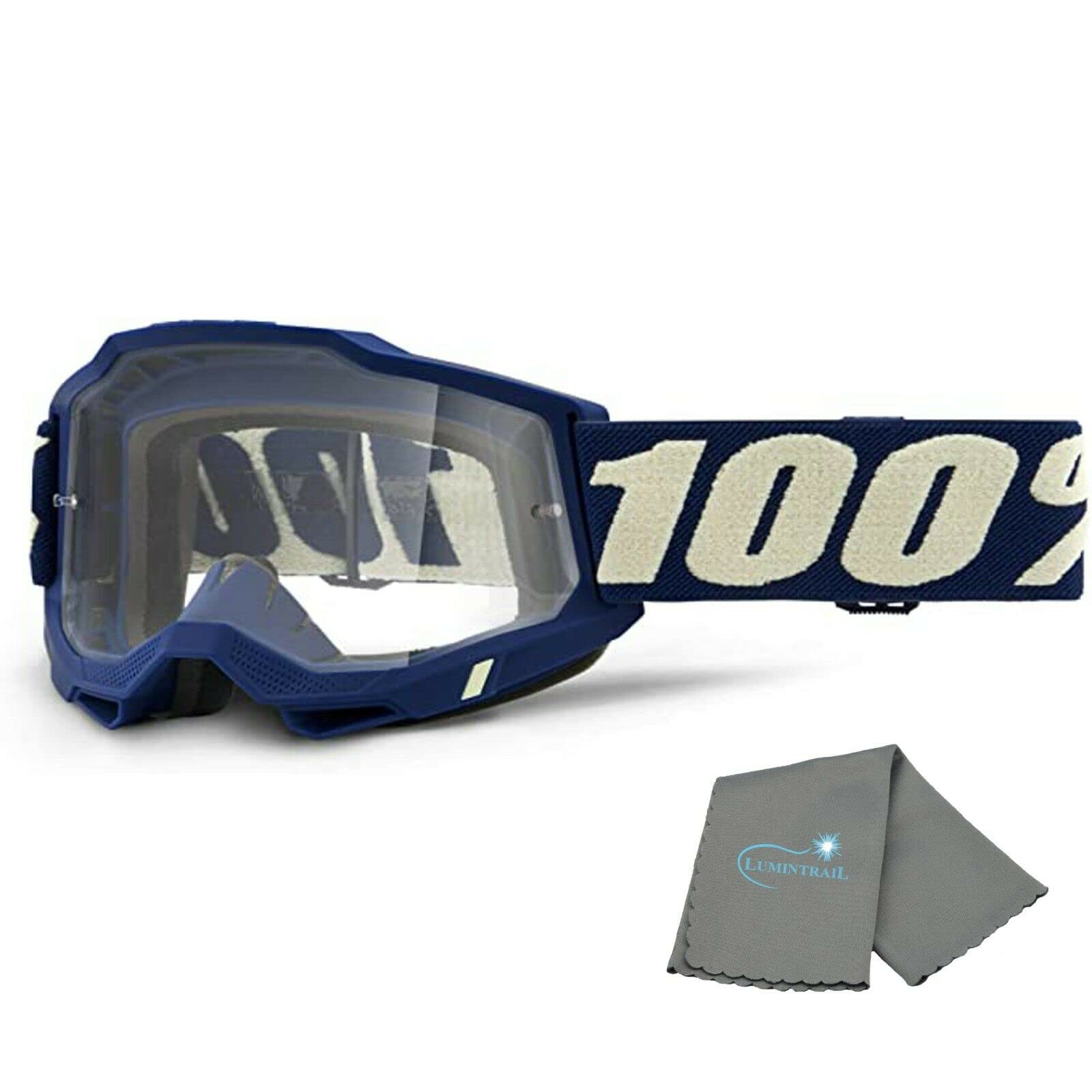 100% Accuri 2 OTG Motocross & Mountain Bike Goggles, Racing Protective Eyewear, with a Lens Cleaning Cloth