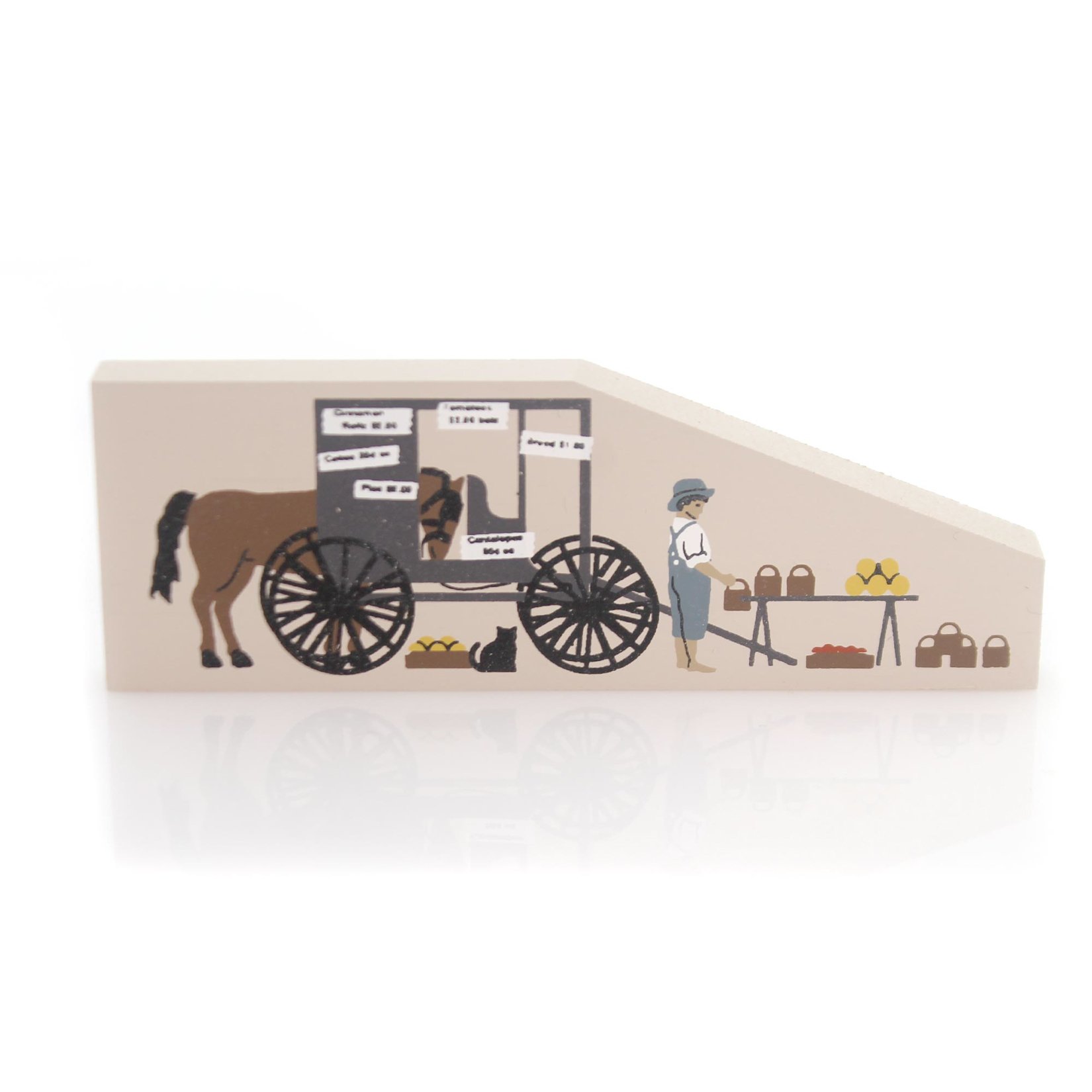 Cats Meow Village Amish Produce Stand, 1.75", Wood, Accessory Farm Vegetable, Holiday Collectible Buildings, 236 cm