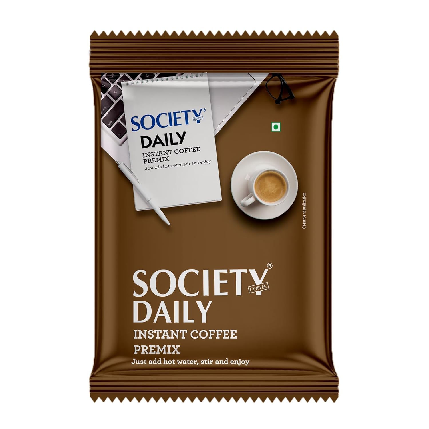 Society Daily Instant Cappuccino Coffee Premix, Just Add Hot Water, Stir and Enjoy, 50 Sachets