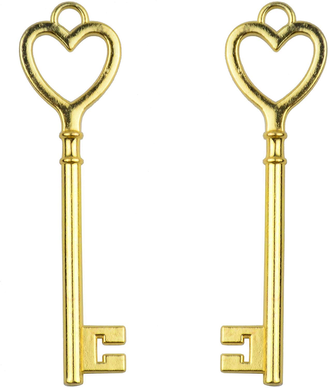 Makhry 30pcs Wedding Party Favor Heart Shape Retro Skeleton Keys Jewelry Making Charms Decorative Craft Keys(Gold 02)