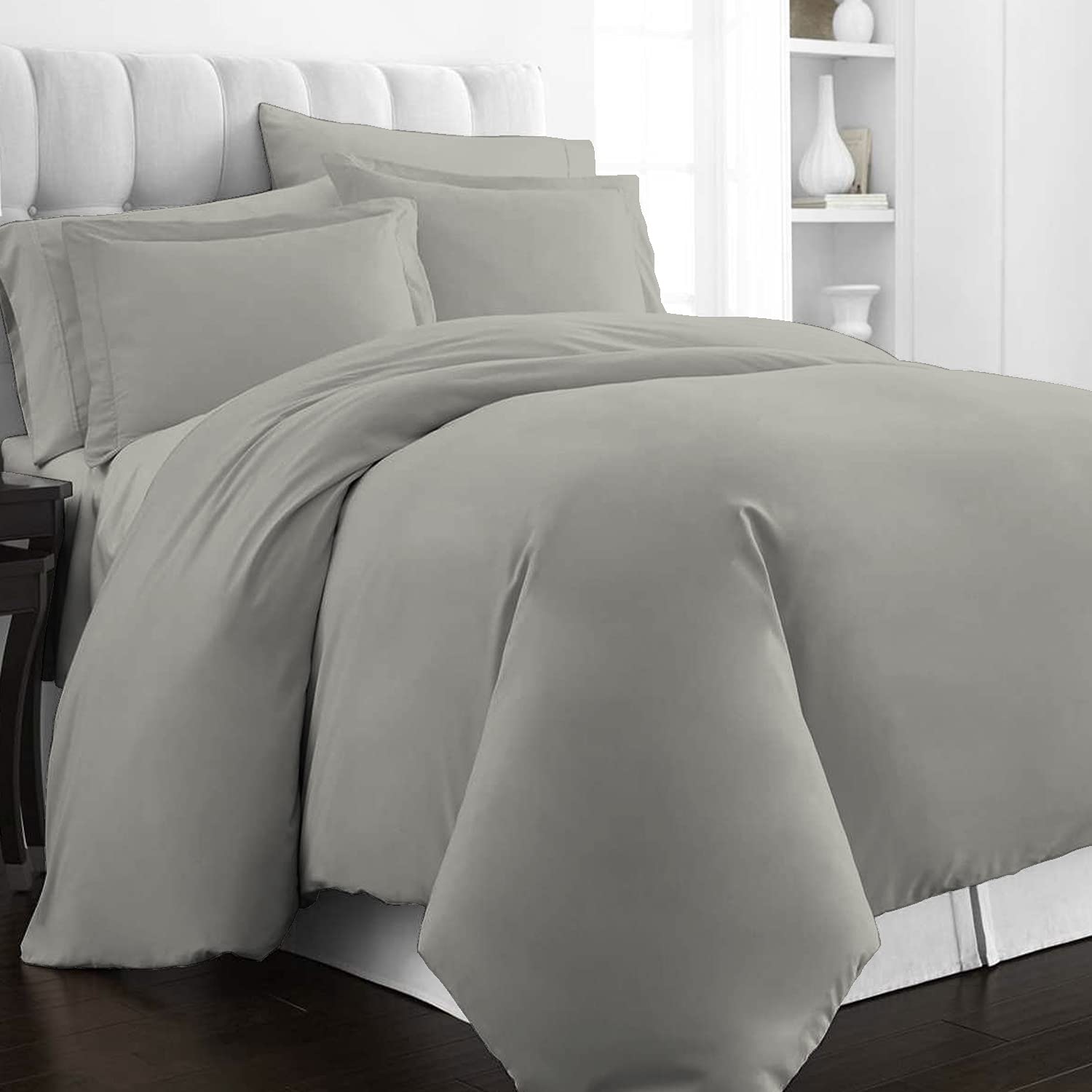 Pizuna Cotton King Duvet Cover Set - Silver