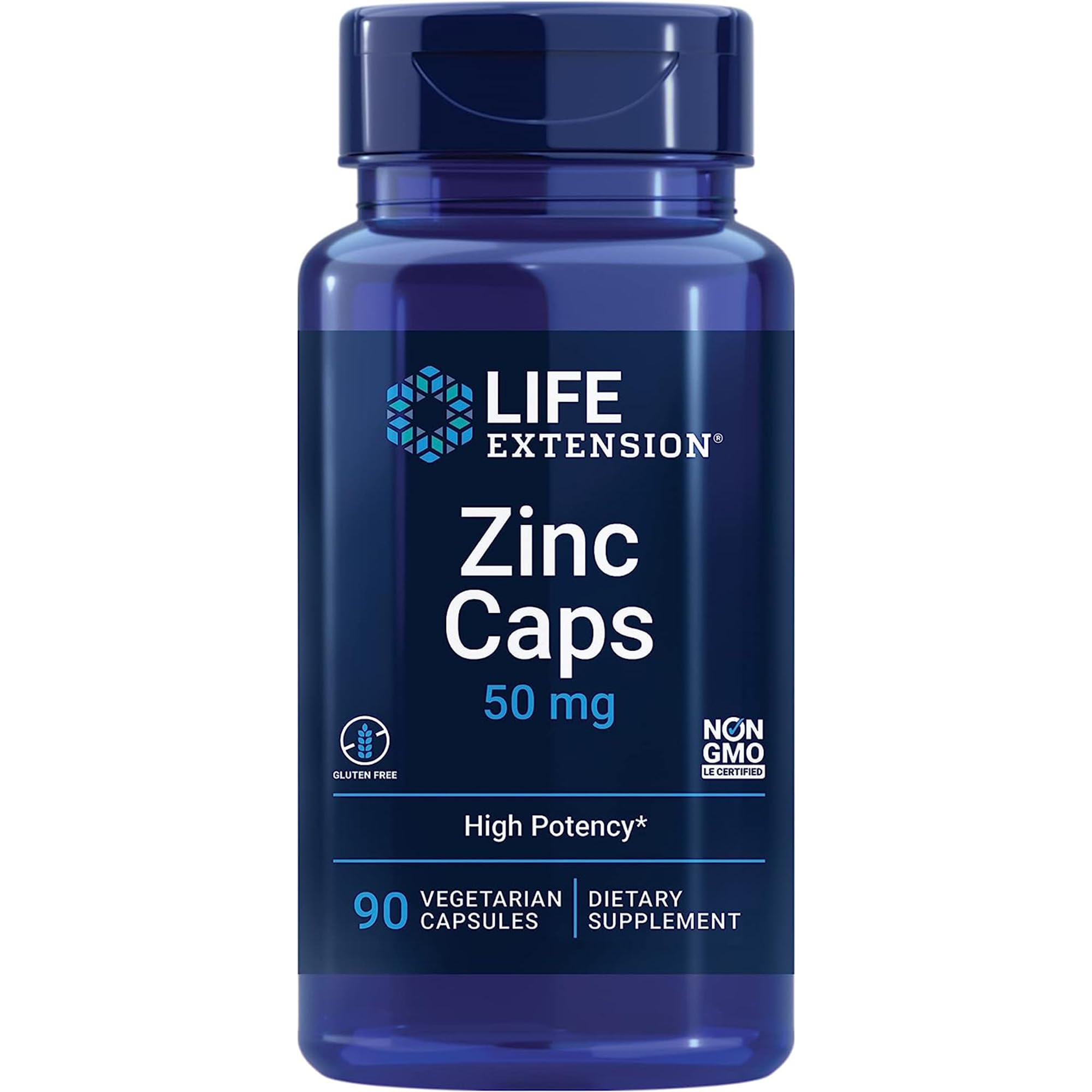 Life Extension, Zinc Caps, with Zinc L-Monomethionine and Zinc Citrate, 90 Vegan Capsules, Gluten Free, Vegetarian, Soy Free, Non-GMO