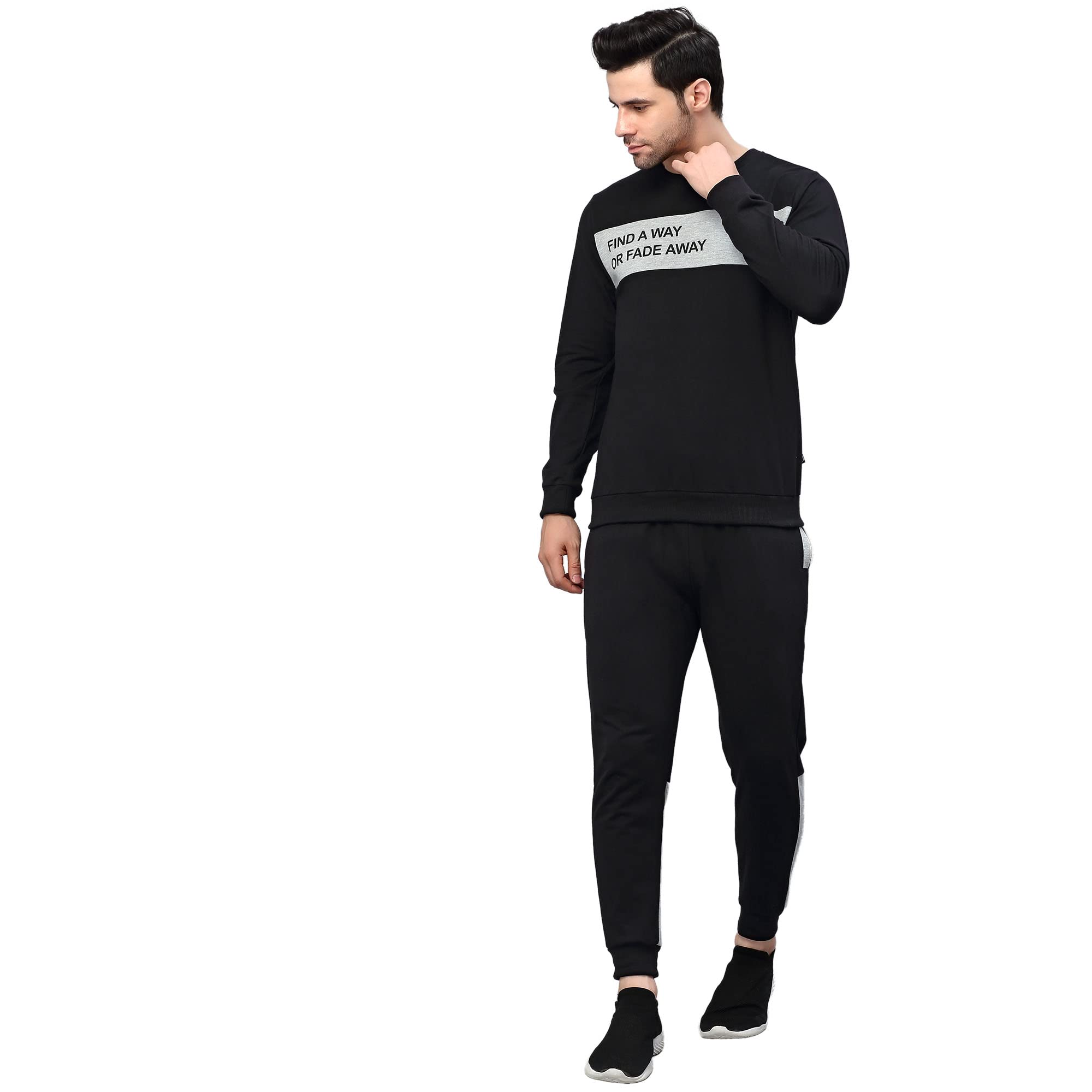 RIGO Round Neck Full Sleeve Terry Track Suit For Men | Regular Fit Plus Sizes Tracksuit for Men's | Co-ord Set For Men