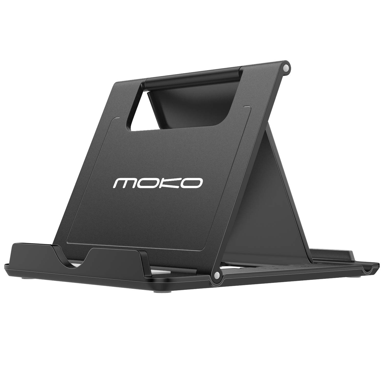 MoKoPhone/Tablet Stand, Foldable Desktop Holder Fit with iPhone 16/Pro/Pro Max/Plus, iPhone 15/Pro/Pro Max/Plus, iPhone 14/Pro/Pro Max/Plus, iPhone 13/Pro/Pro Max/Plus, Steam Deck, Black (Large)