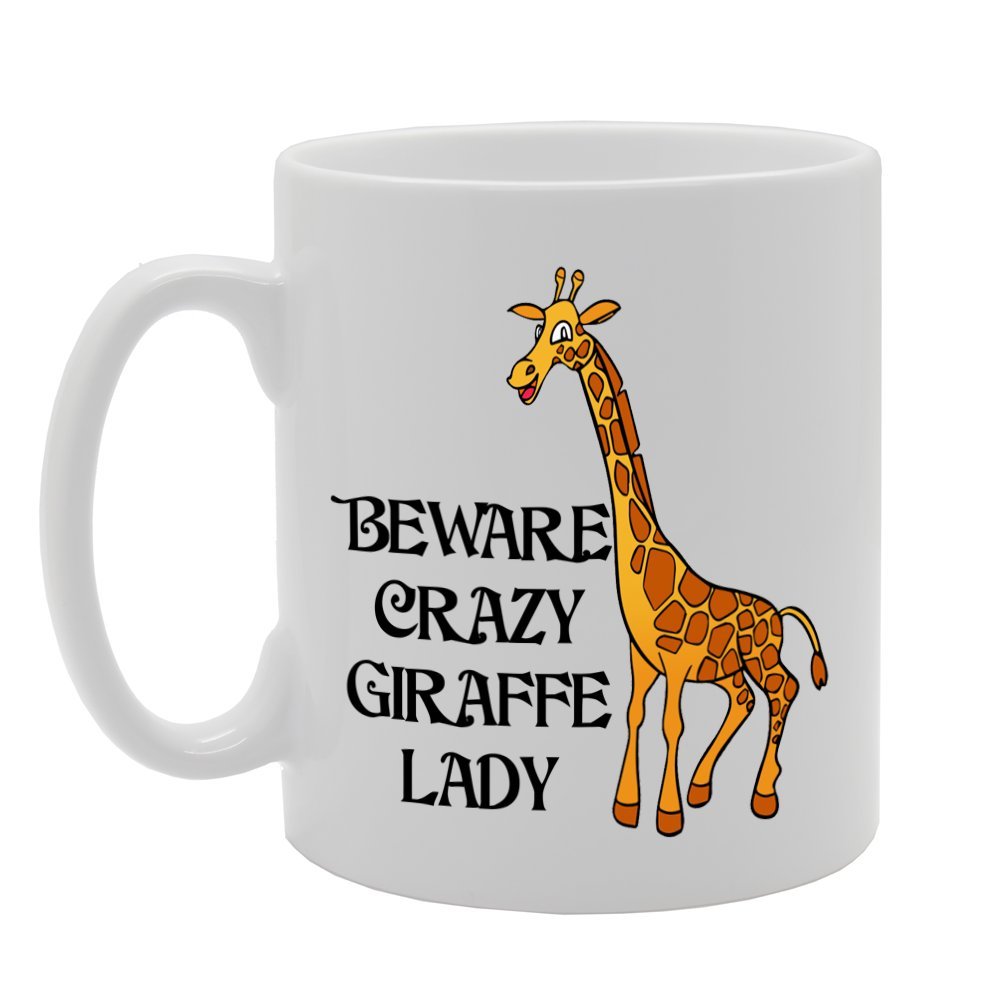 Coralgraph Inc MG1073 Beware Crazy Giraffe Lady Novelty Gift Printed Tea Coffee Ceramic Mug