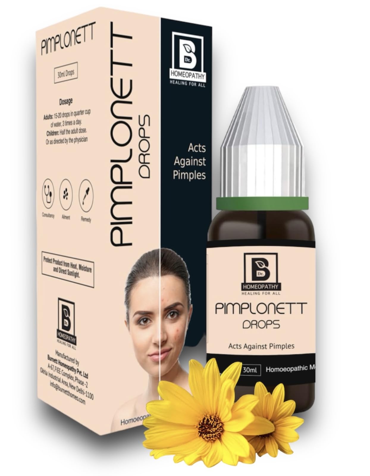 HOMOCOS Burnett Pimplonett Drops Homeopathy 30Ml - Set Of 1 Bottle