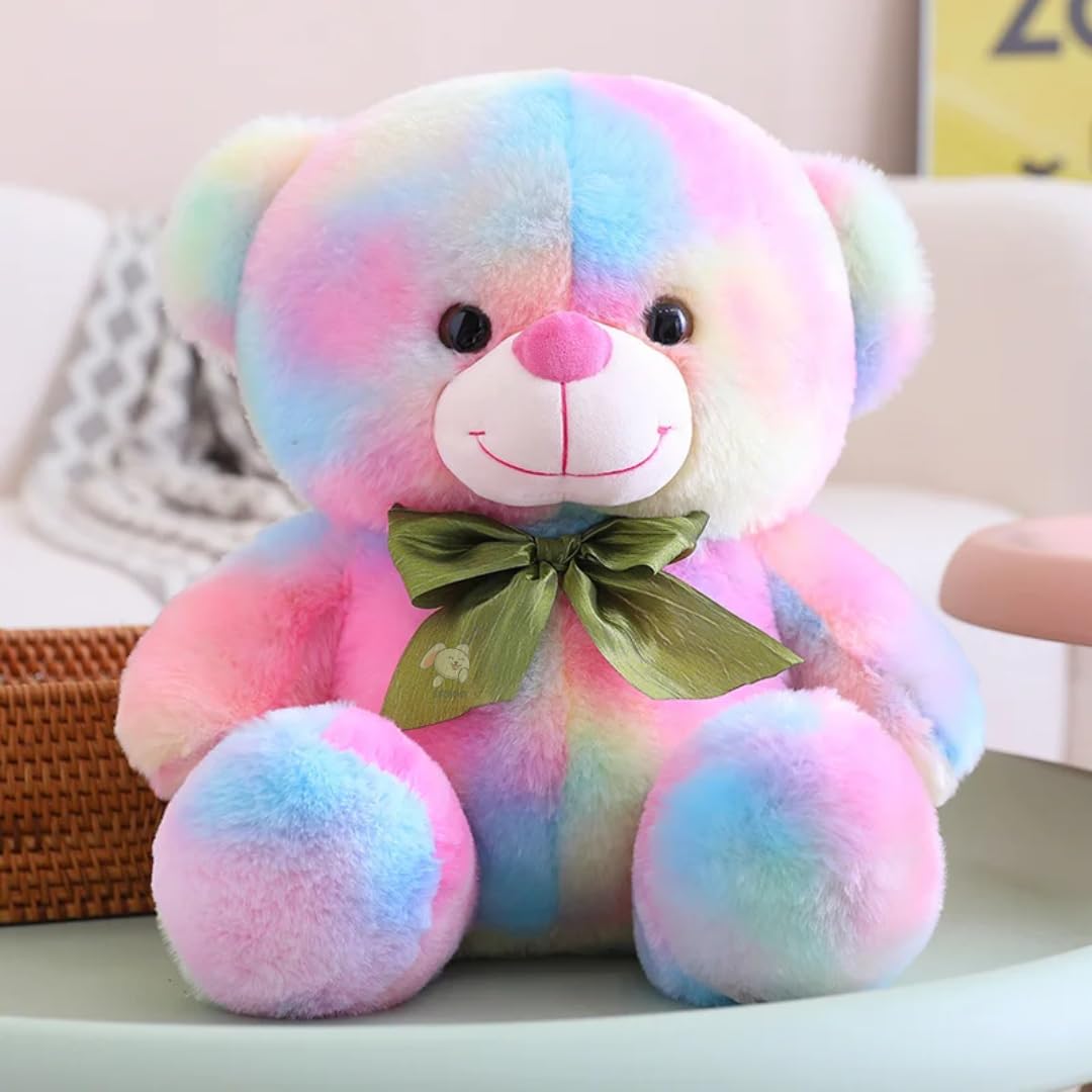 Storio Toy Cute Rainbow Colored Huggable Teddy Bear | 30 cm | Plushie Soft Toys for Kids | Plush Soft Toys for Baby Boys and Girls Kids - Teddy | Best Valentine Gift