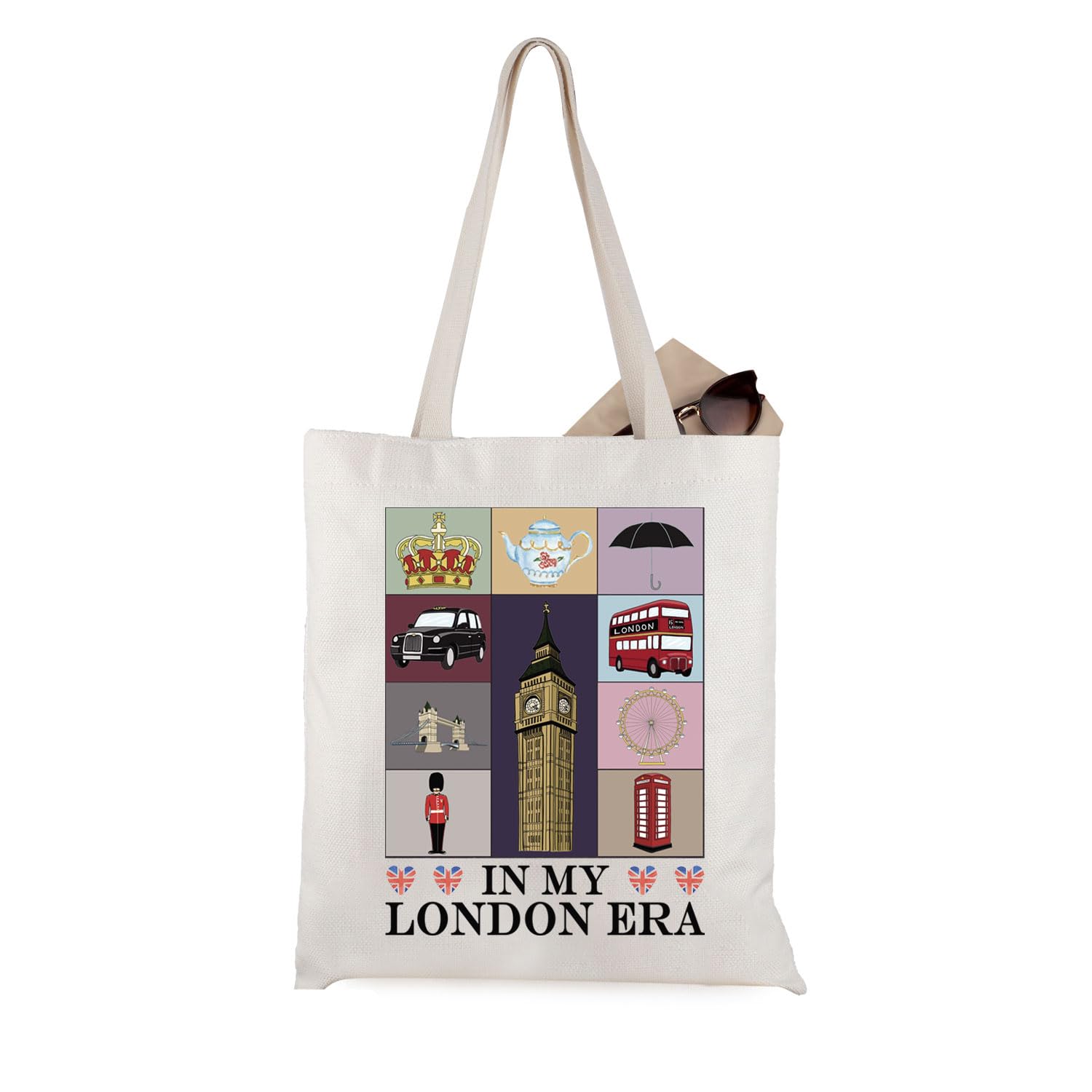 WCGXKO London Vacation Gift In My London Era London Themed Tote Bag for Travelers