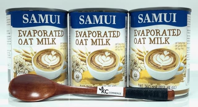 Samui Evaporated Oat Milk Daily FREE, Gluten FREE, Soy FREE, Lactose FREE 12.2oz Combo With KC Commerce Wooden Spoon. (3)