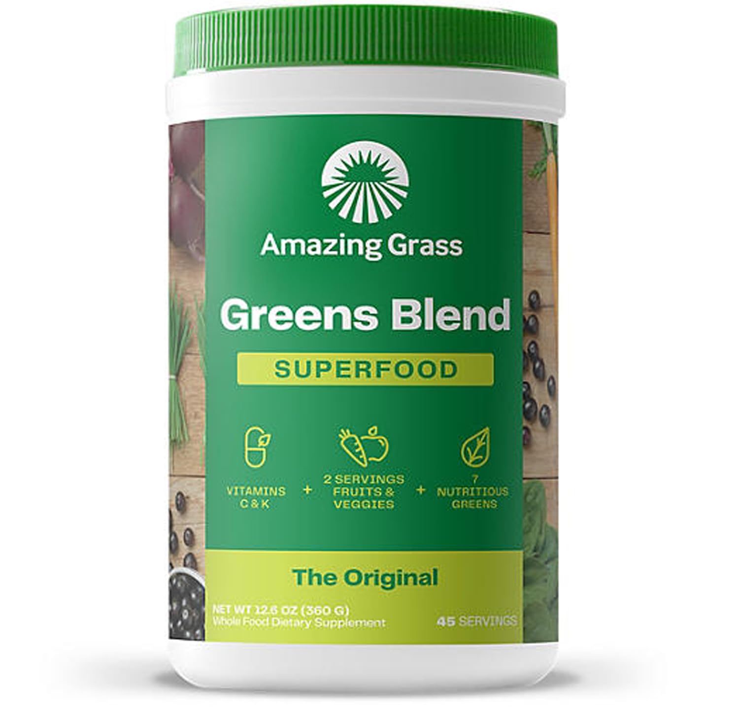 Amazing Grass Super Greens Powder: Organic Spirulina, Alfalfa, Beet Root Blend with Digestive Enzymes & Probiotics - Original Flavor, 45 Servings