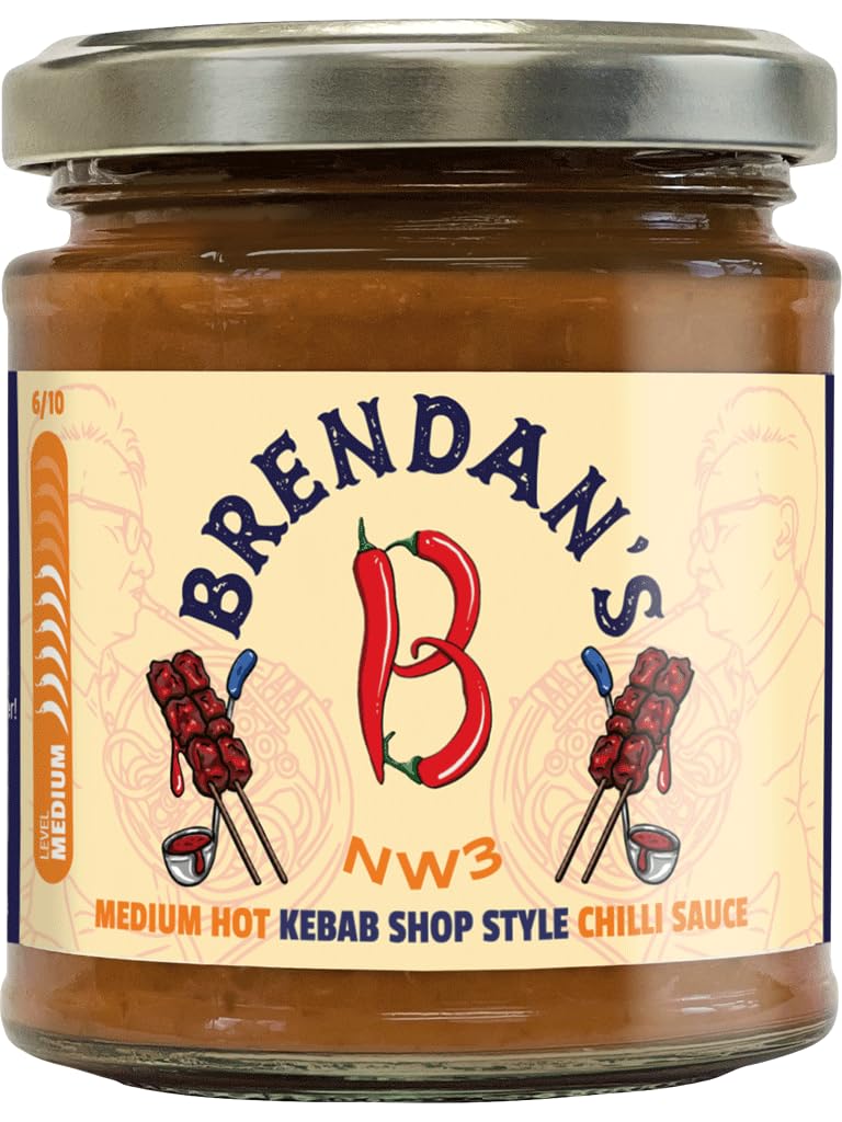 Brendan'sNW3 Chilli Sauce - Kebab Shop Style - Spicy Level: Medium (6/10), 180g Jar