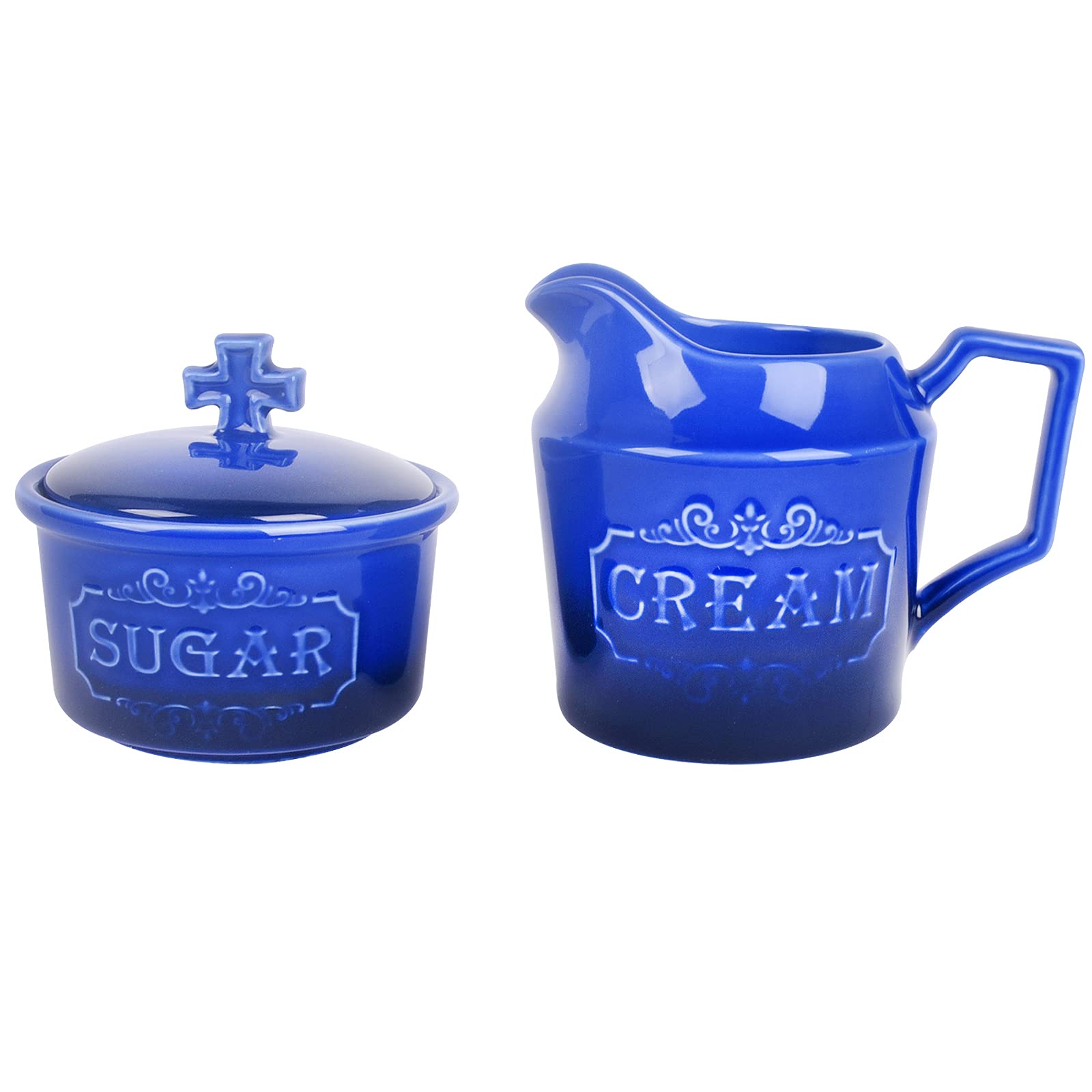 Vencer Ceramics Cream and Sugar,2-Piece Set, Dark Blue,VCM-27D