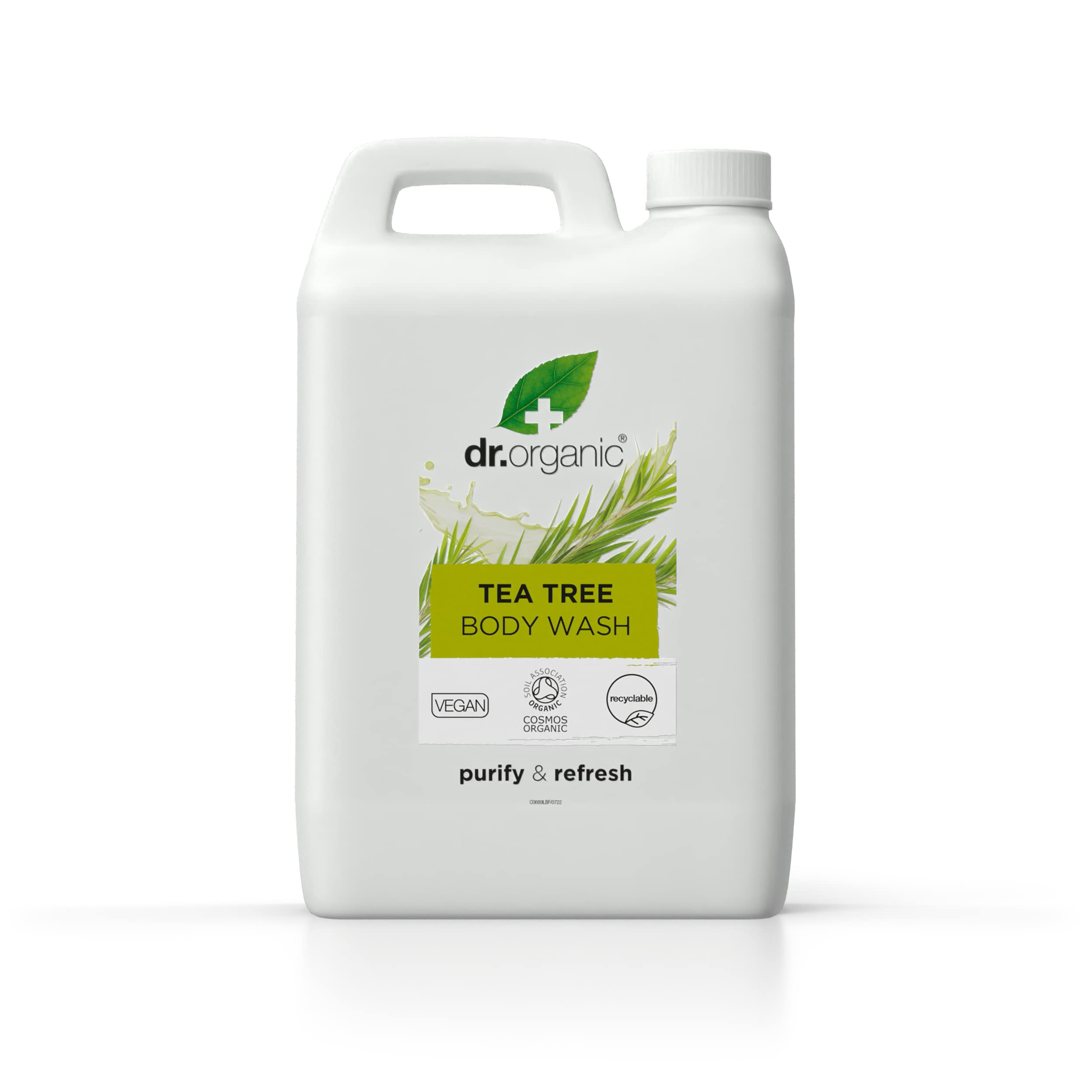 Dr Organic Tea Tree Body Wash, 5L Refill with Free Pump, Purifying, Natural, Vegan, Cruelty-Free, Paraben & SLS-Free, Recyclable & Recycled, Certified Organic