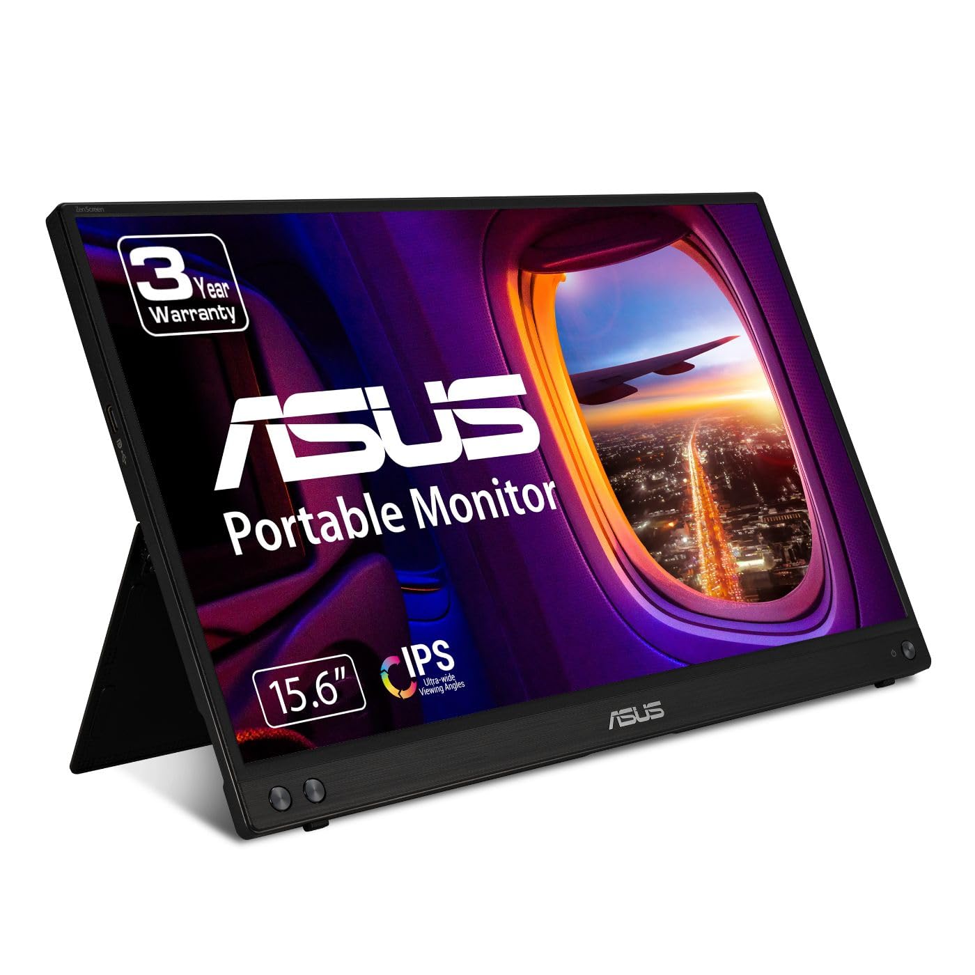 ASUS ZenScreen MB16ACV Portable USB Monitor- 15.6 inch Full HD, IPS, Hybrid Signal Solution, USB Type-C, Flicker Free, Blue Light Filter, Anti-glare surface, Antibacterial treatment, Kickstand