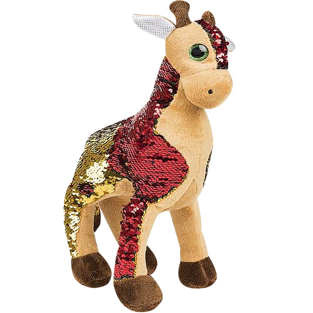 ArtCreativity Flip Sequin Giraffe Plush Toy, 1 PC, Soft Stuffed Giraffe with Color Changing Sequins, Cute Home and Nursery Animal Decorations, Calming Fidget Toy for Girls and Boys, 15 Inches