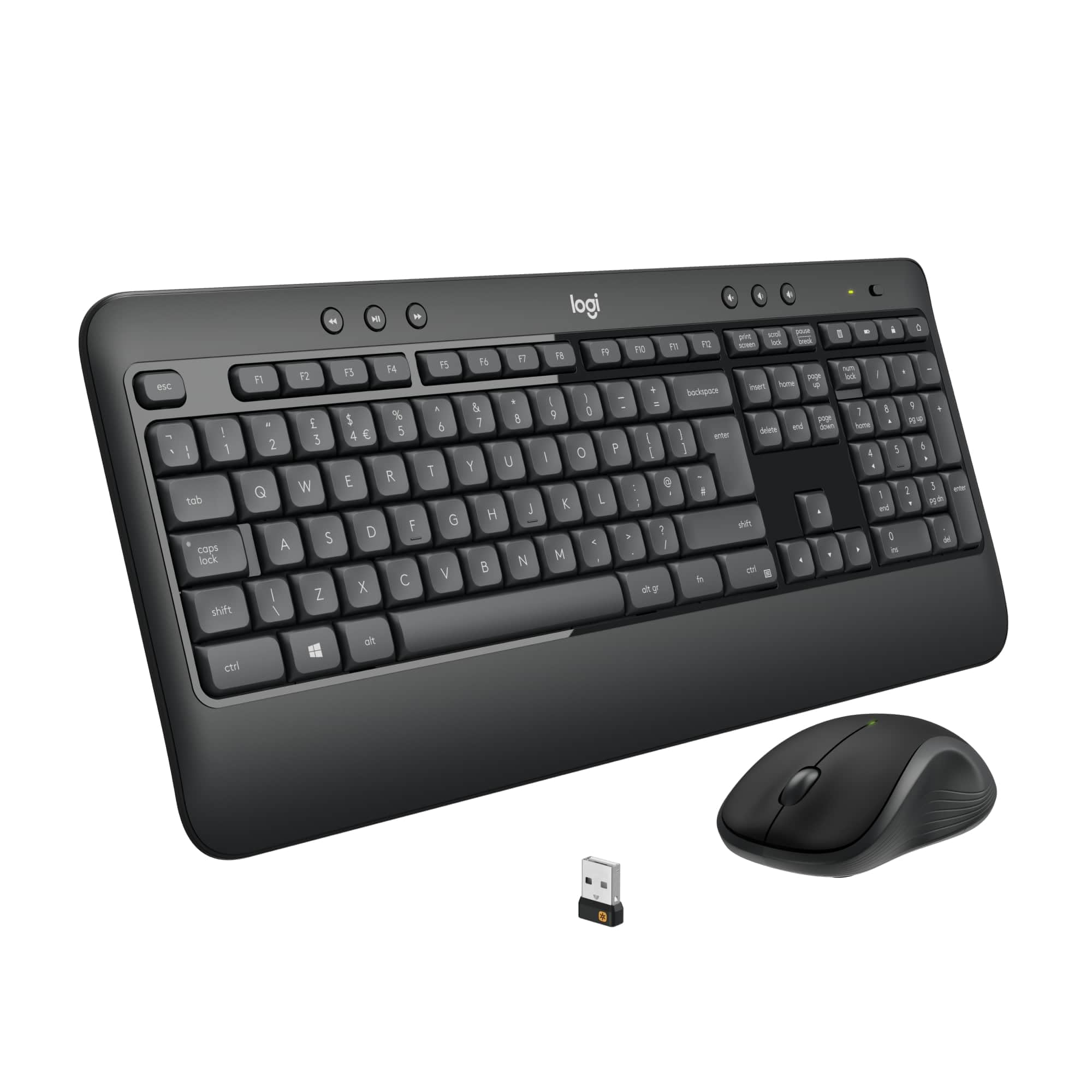 Logitech MK540 Advanced Wireless Keyboard and Mouse Combo for Windows, 2.4 GHz Unifying USB-Receiver, Multimedia Hotkeys, 3-Year Battery Life, for PC, Laptop, QWERTY UK English Layout - Black