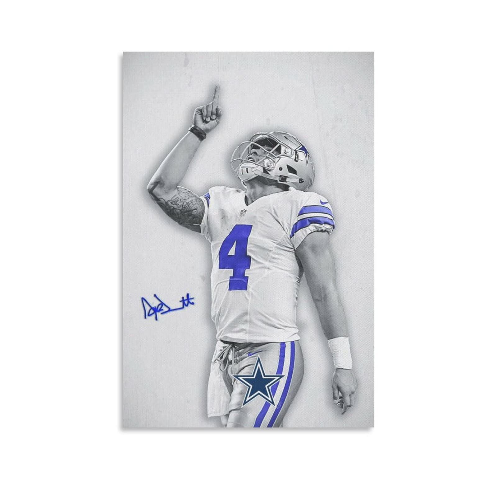 CHILXE Dak Prescott Football Quarterback Signed Posters and Wall Art Prints Modern Home Decor for Family Bedroom Posters and prints 30X50 No Frame