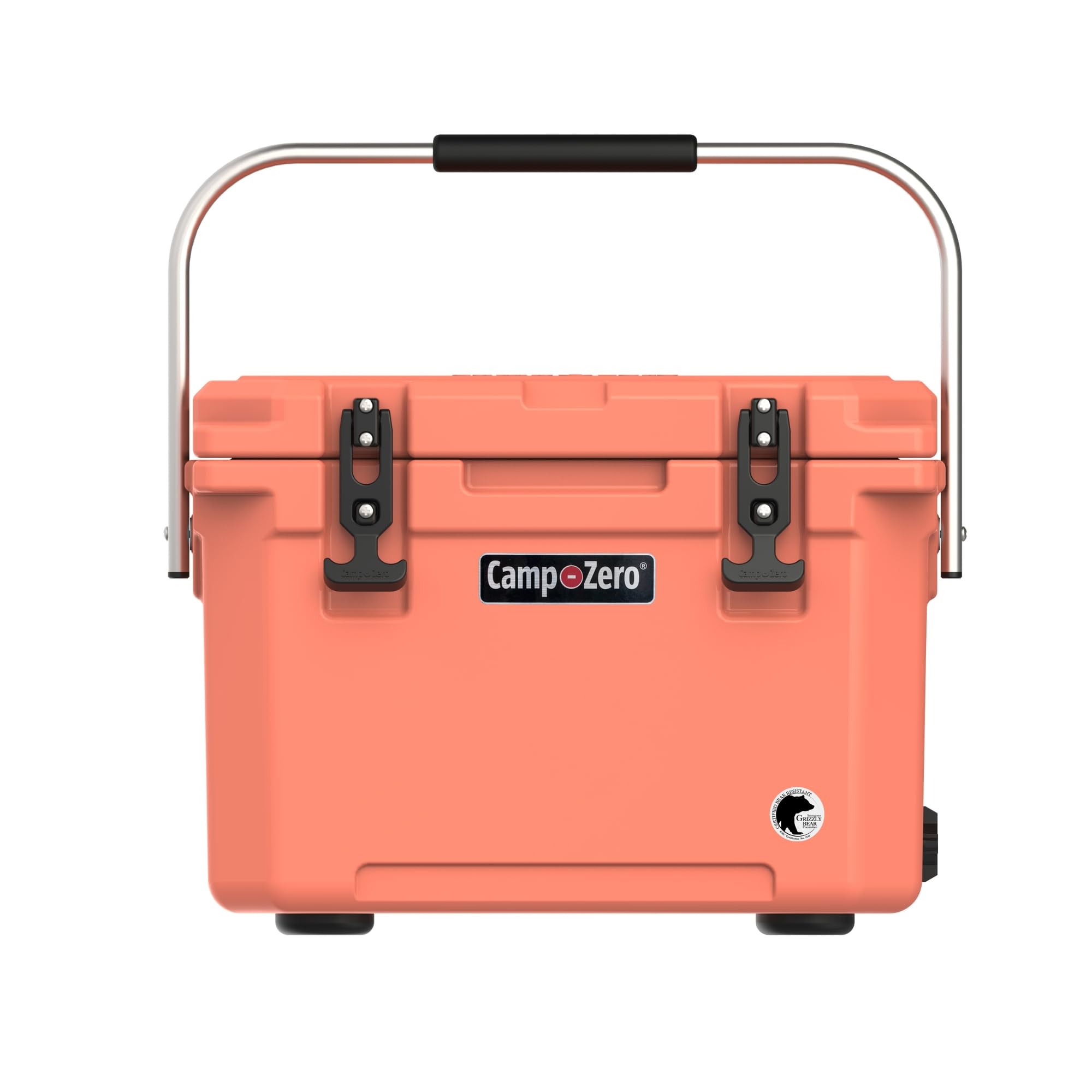 CAMP-ZERO20L-21.6 Quart Portable Hard Cooler Ice Chest, Perfect for Drinks, Lunch, Beach, Picnics, Boating, Camping and Travel with 4 Molded-in Cup Holders and Folding Aluminum Handle