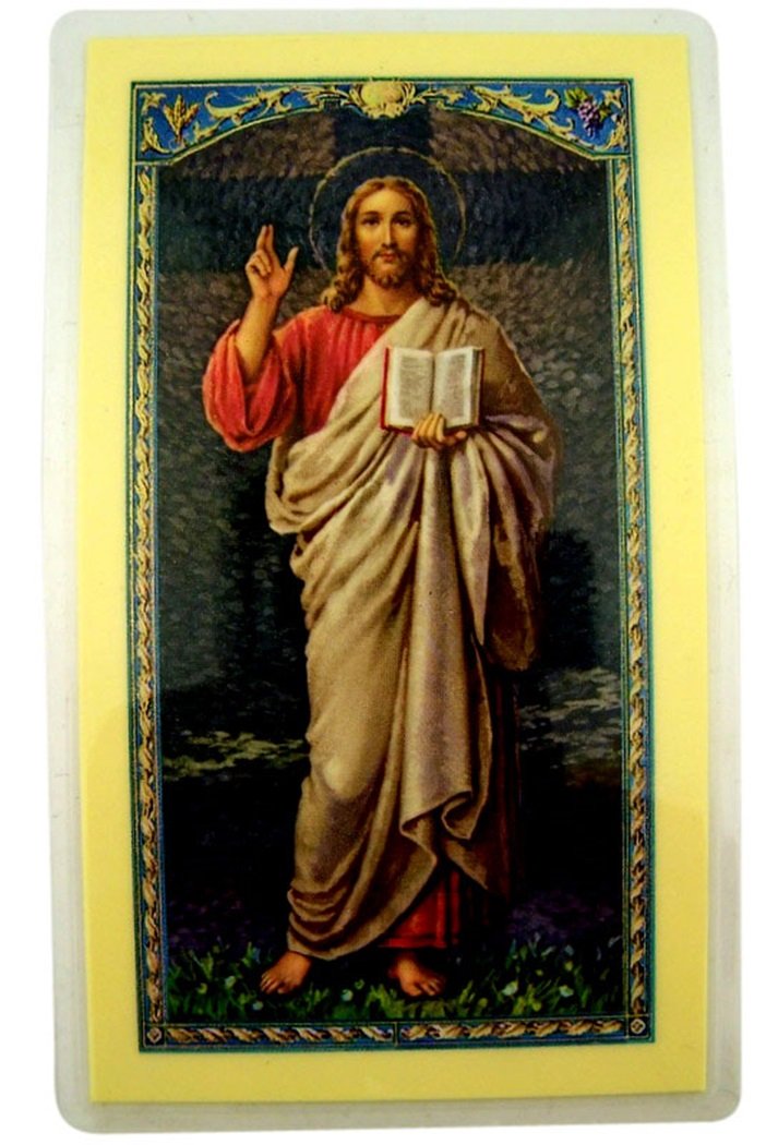 WJH Laminated Jesus Christ Holy Card with Ten Commandments of God, Pack of 10, 4 1/2 Inch