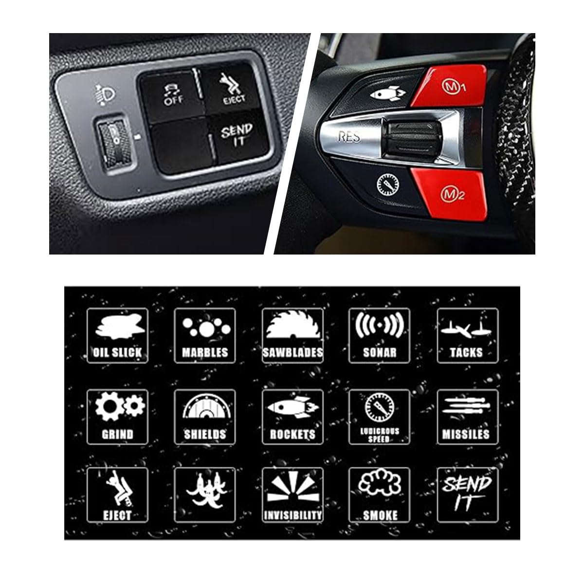 Novelty Stickers Labels for Car or Truck Unused Button, Stickers Decal for Truck, Car Switch Stickers, Car Interior Console Switch Decals, Truck Dashboard Switch Control Stickers