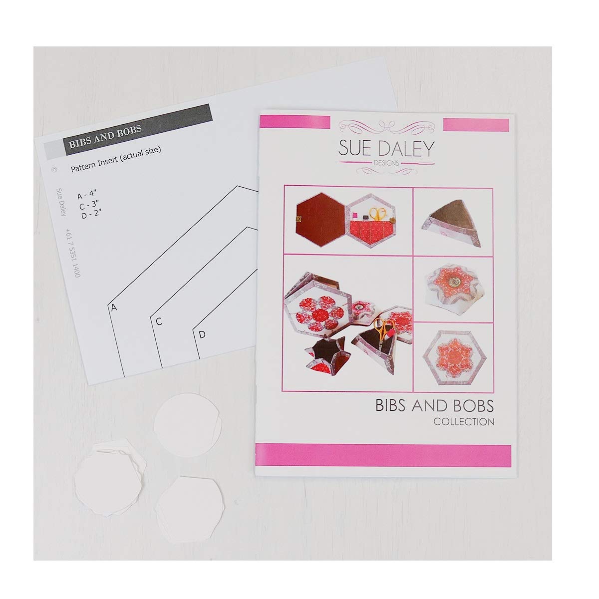 Sue Daley Designs Bibs and Bobs Collection Pattern EPP English Paper Piecing Starter Kit Patchwork Sewing