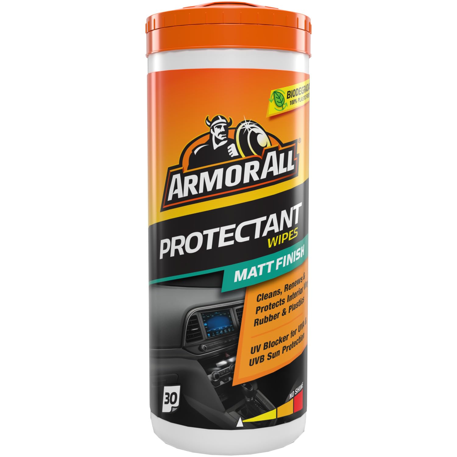 Armor All, 30 Matt Protectant Wipes, Citrus Scent, Suitable for Plastic and Vinyl, Restores your Surfaces Appearance and Keeps them Protected, Ideal For Car Detailing, Freshness Lock, Made in the UK