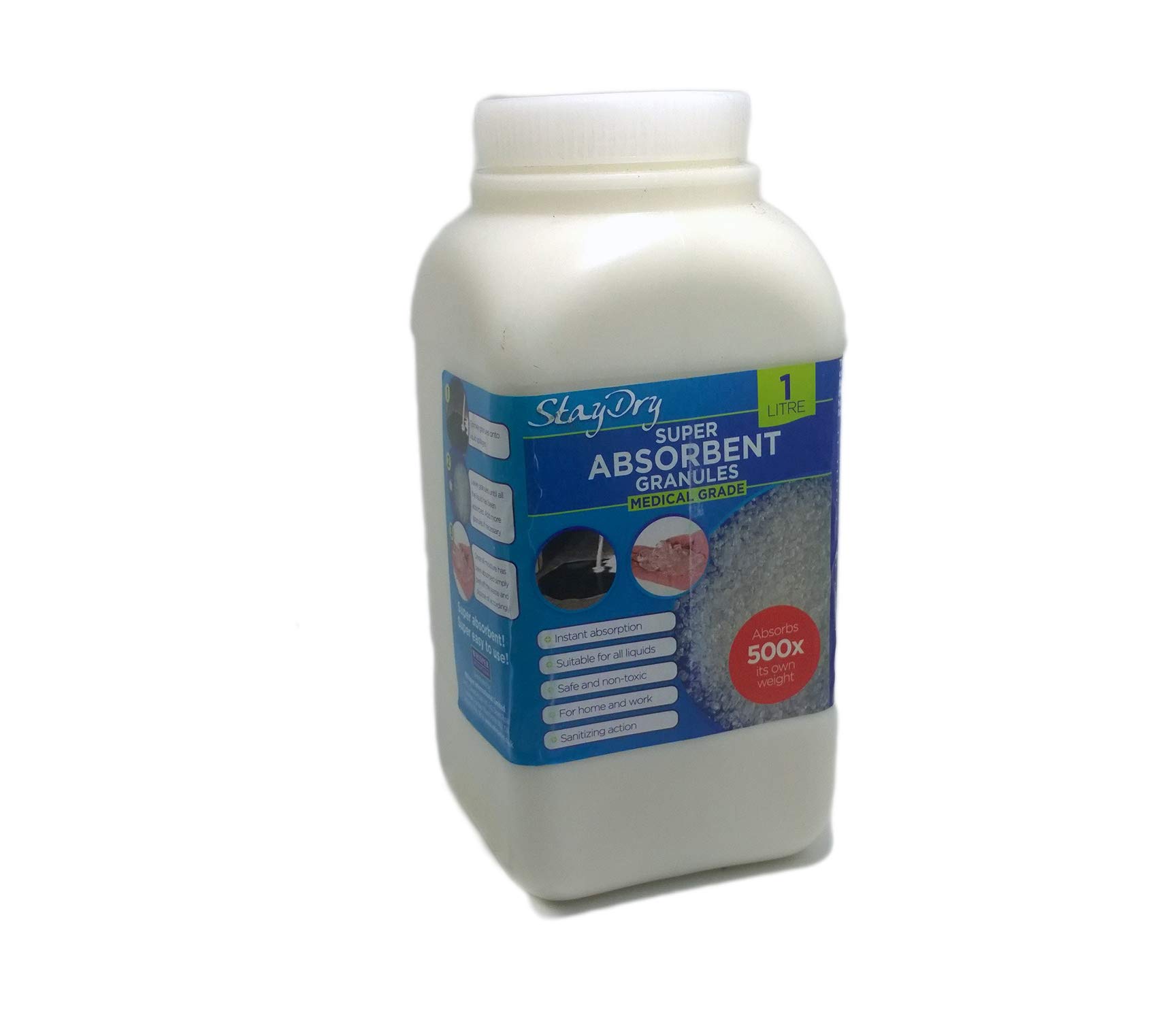 Stay Dry Super Absorbent Granules Medical Grade - 1 Litre = absorbs 500 Litre