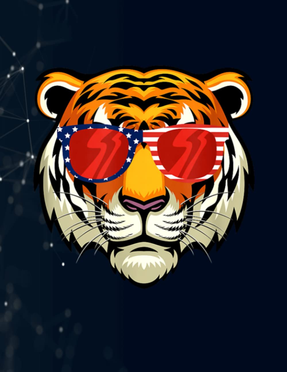 Cool Tiger USA Flag Striped Sunglasses Tiger Boy College Ruled (Lined Notebook) - 8.5 x 11 inches - 130 Pages