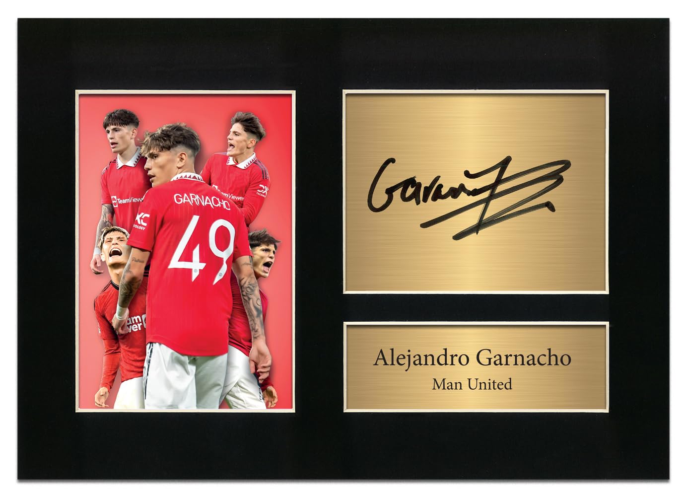 Alejandro Garnacho Man United Autograph Player Photo Signed A4 Printed Memorabilia Reproduction Print Picture Display Man Utd No151