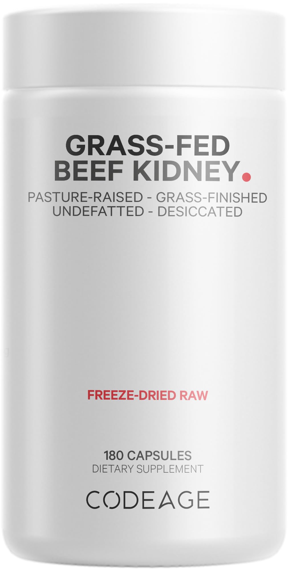 CodeageGrass Fed Beef Kidney Supplement - Freeze Dried, Non-Defatted, Desiccated Beef Kidney Glandulars Nutrition Bovine Pills – Pasture Raised Beef Vitamins for Kidney - Non-GMO -180 Capsules