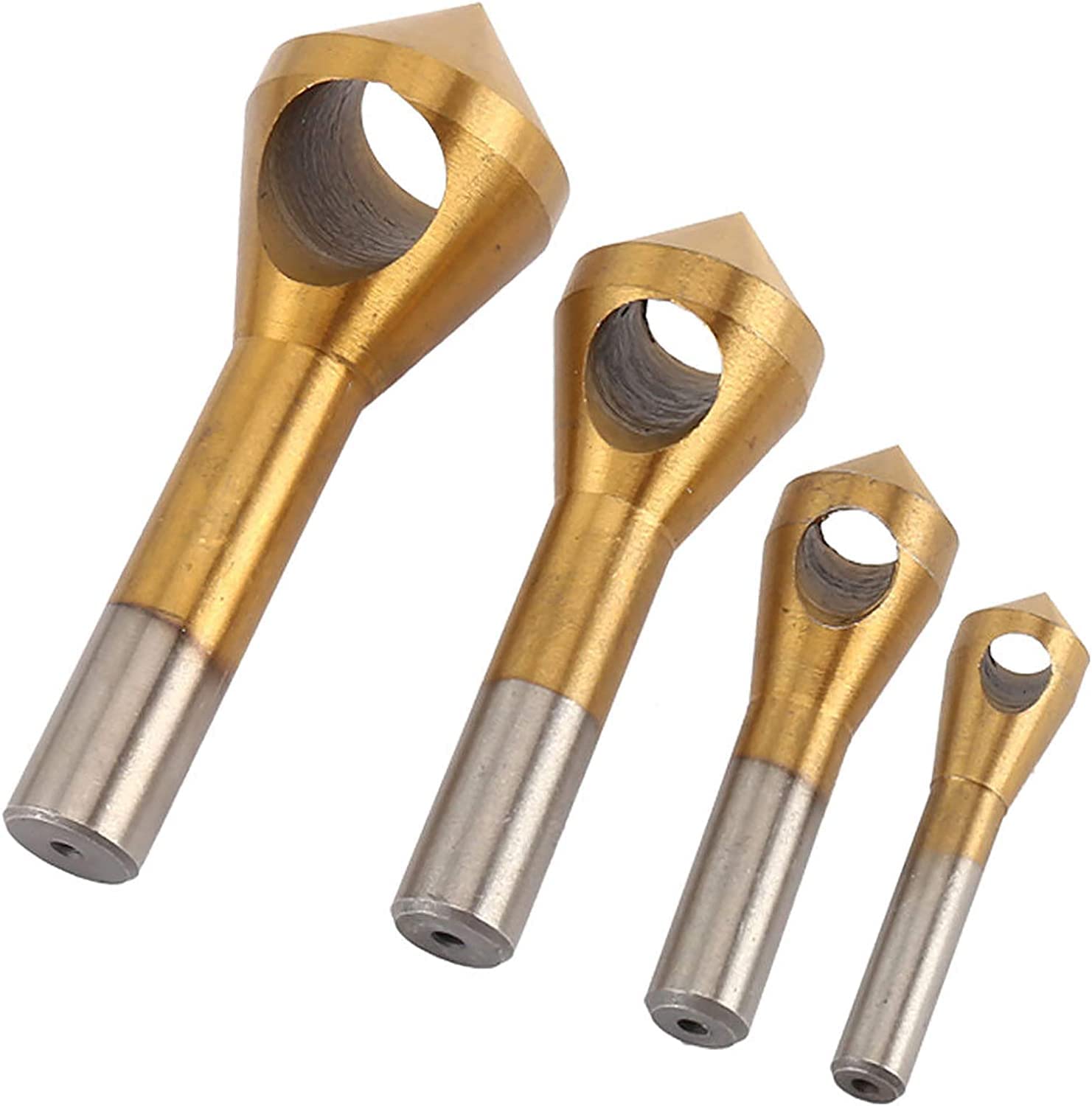 THE WHITE SHOP Countersink Chamfer Tool Deburring Tool Set Metal Wood Drill Bits for Wood, PVC board, Aluminum, Insulation board,B