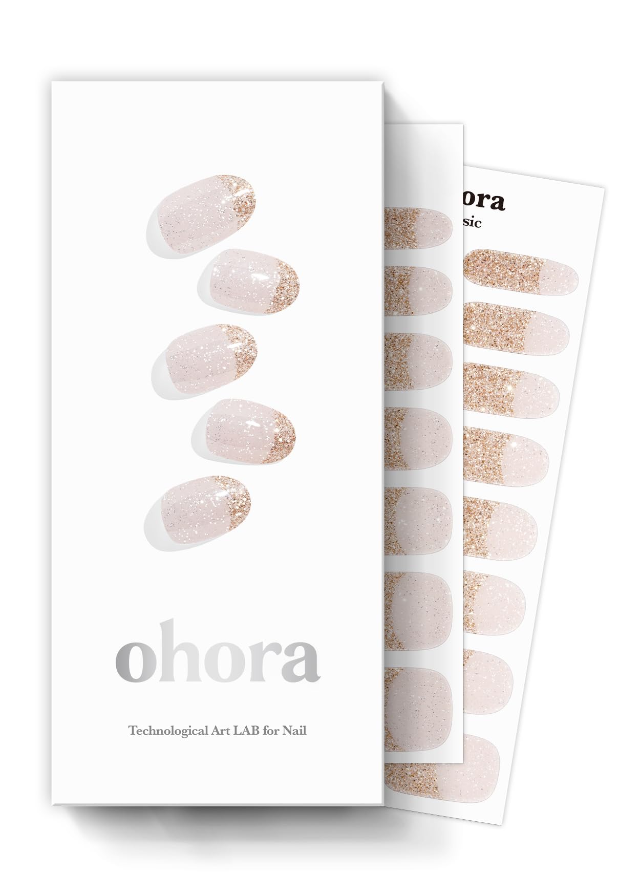 ohora Semi Cured Gel Nail Strips (N Afterparty) - Works with Any Nail Lamps, Salon-Quality, Long Lasting, Easy to Apply & Remove - Includes 2 Prep Pads, Nail File & Wooden Stick