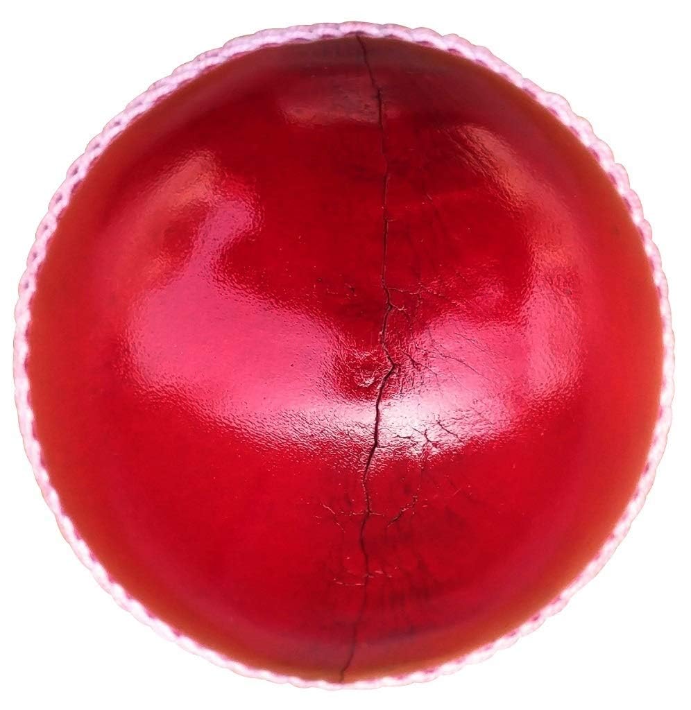 Layan Sport Cricket Leather Ball (4 Piece, Red) Standard Size