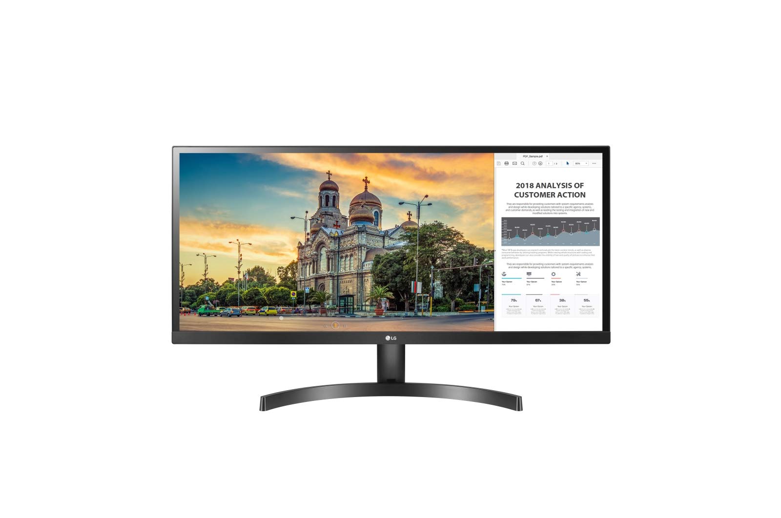 LG 34 inch UltraWide Monitor Full HD IPS With 21:9, HDR 10, AMD Radeon FreeSync, Virtually Borderless Design, OnScreen Control, Game Mode, Black - 34WL500-B