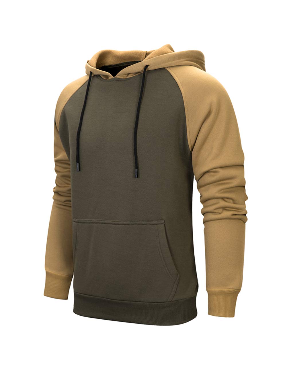 MANLUODANNIMen's Pullover Hoodies Hooded Sweatshirt Patchwork Top Casual Hoody with Kangaroo Pocket