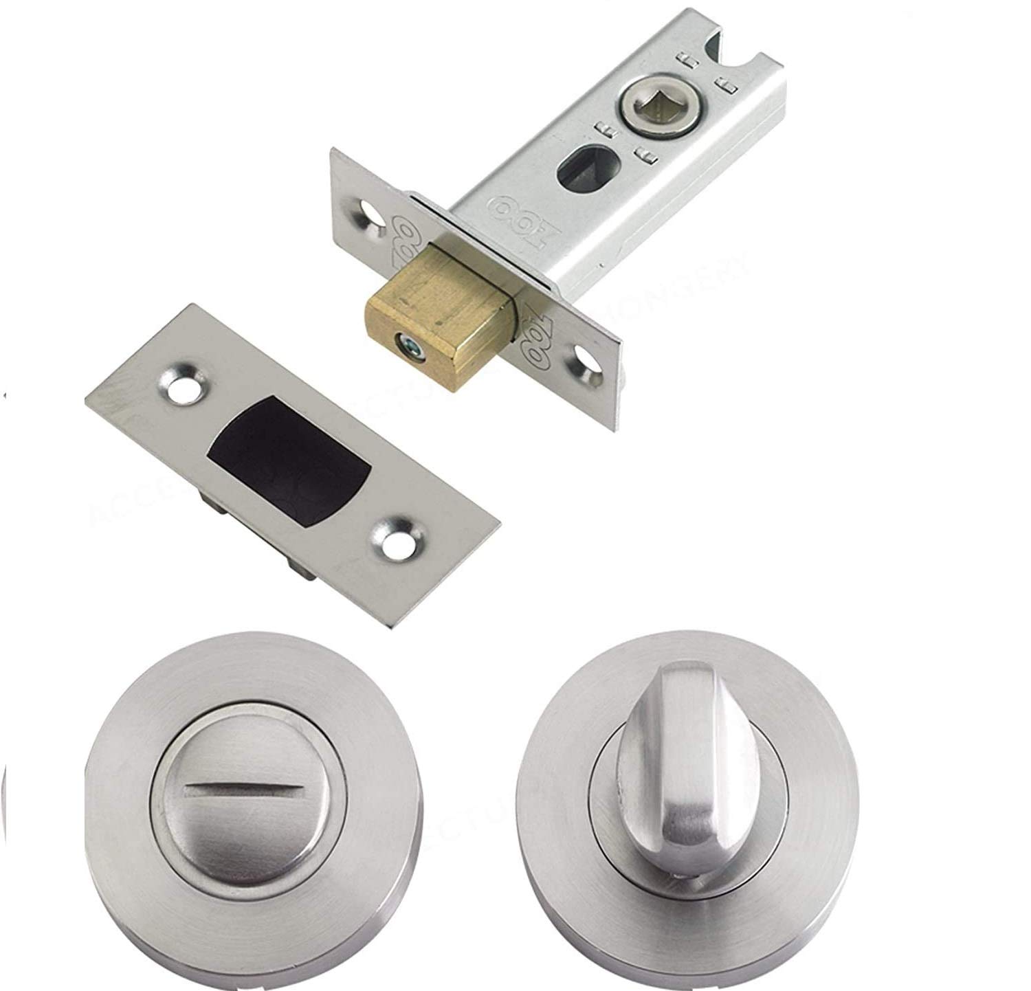 Bathroom Toilet Door Mortice Tubular Deadbolt 64mm with Turn and Release Satin Stainless Steel Zoo Hardware