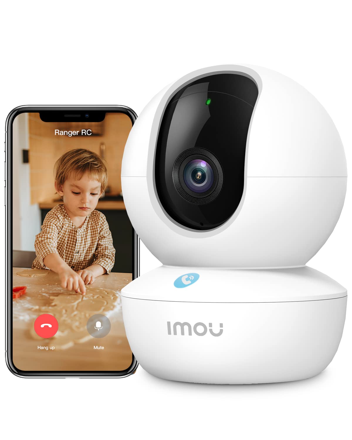 Imou2K WiFi Security Camera Indoor with AI Human/Sound/Motion Detection, 360° Baby Monitor Pet Camera with One-touch Call, Smart IR Night Vision, Siren, Smart Tracking, 2-Way Talk, Works with Alexa