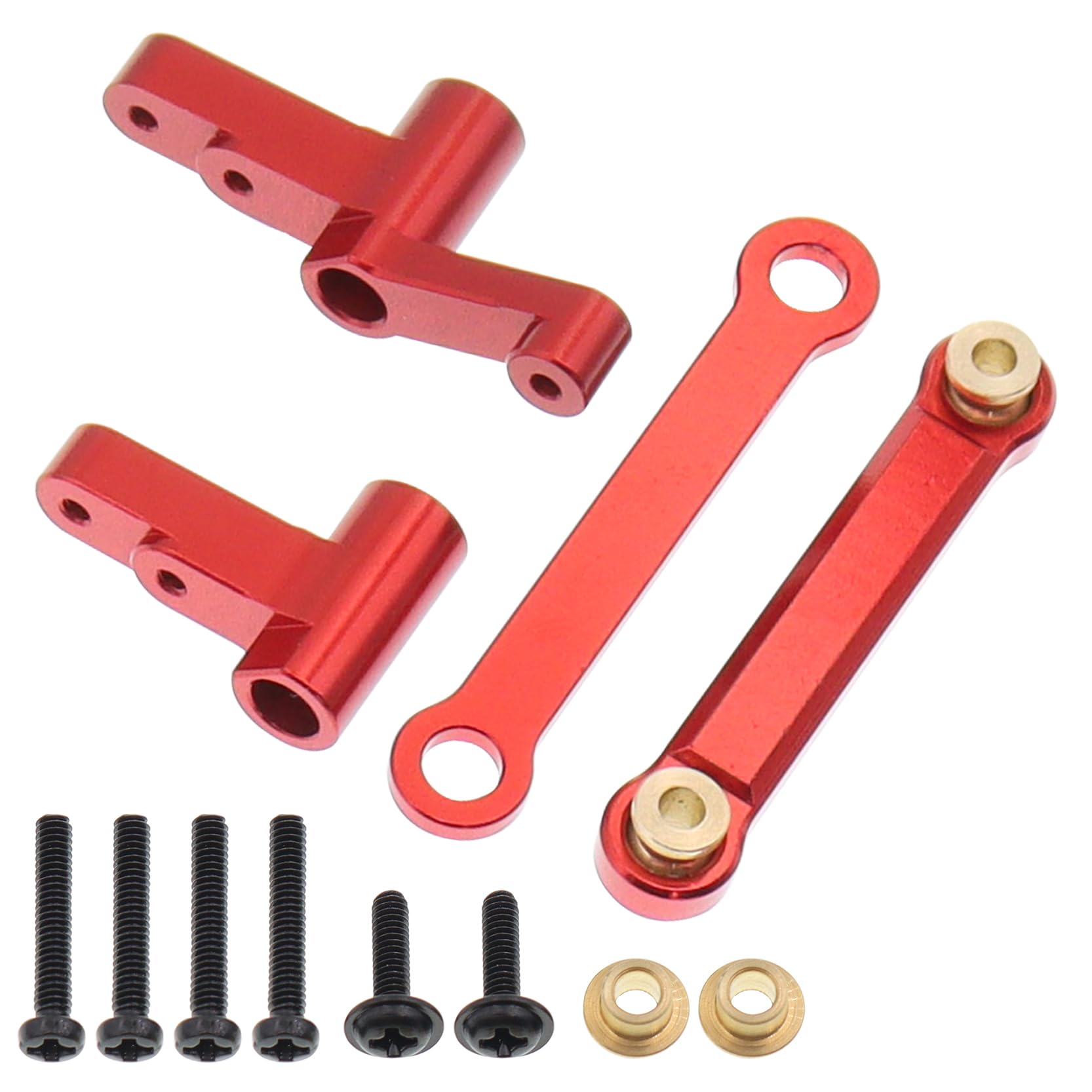 Treehobby Aluminum Upgrades Replacement Accessories Compatible with Hyper Go H14bm MJX 14209 14210 1/14 RC Upgrade Parts,Red (Steering Assembly)