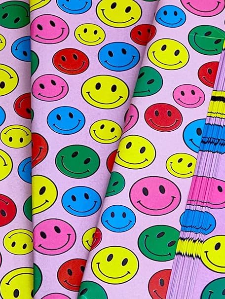 AMANVANI Printed Gift Wrapping Paper Sheet, Gift Cover Wrapping Paper, Emoji Gift Wrapping Paper, Art & Craft Gift Wrapping Paper Sheet, Smiley Paper Bag Making Sheet (10)