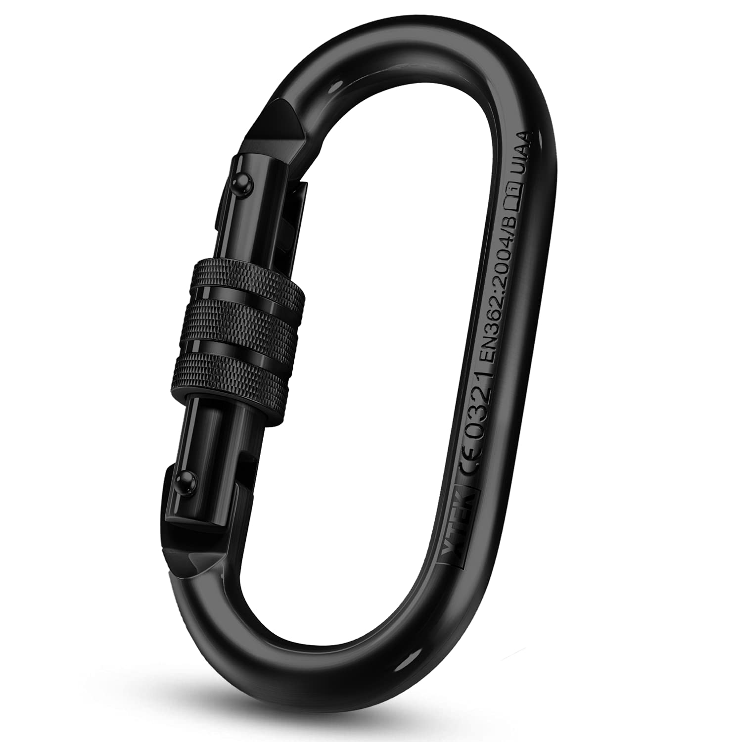 XTEK Climbing Carabiner Clip – UIAA Certified 25 kN 5620 LB, Large Heavy Duty Carabiners for Climbing: Oval-Shape, Screw Locking Steel Caribeener Clips, Hammocks, Hiking, Camping – Durable & Tested