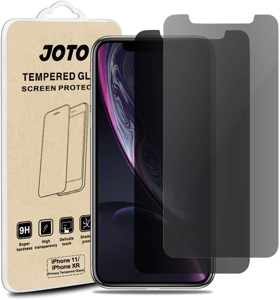 JOTO (2Pack) Privacy Screen Protector for iPhone 11 / iPhone XR, Anti-Spy Tempered Glass Film Screen Guard for 6.1" Apple iPhone 11 2019, iPhone XR 2018