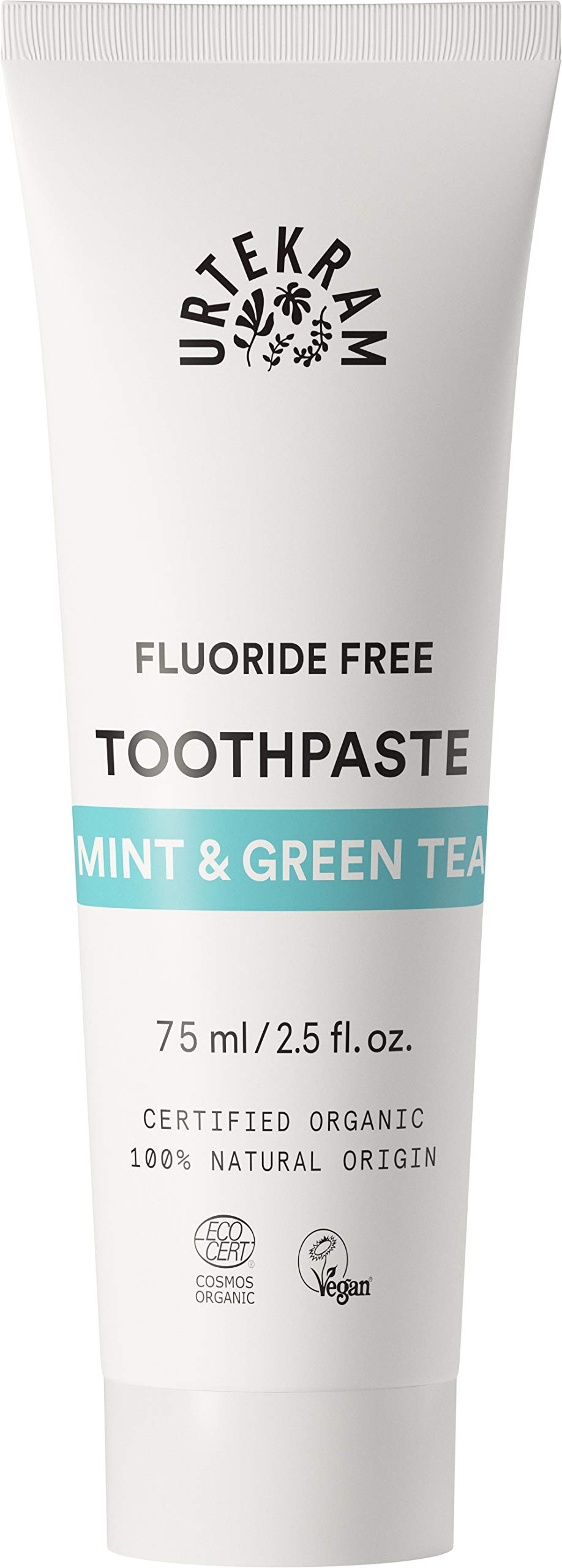 Urtekram Mint and Green Tea Toothpaste Organic, Without Fluoride, 75 millilitre