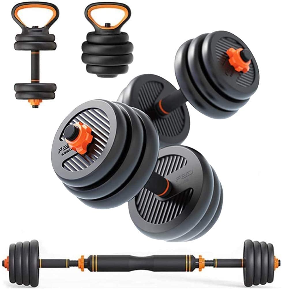 ULTIMAXAdjustable Dumbbells Set Unisex Adult Environmental Adjustable Dumbbell & Barbell Set with Kettlebell Non-slip Patented Products Adjustable Weights Dumbbells Set