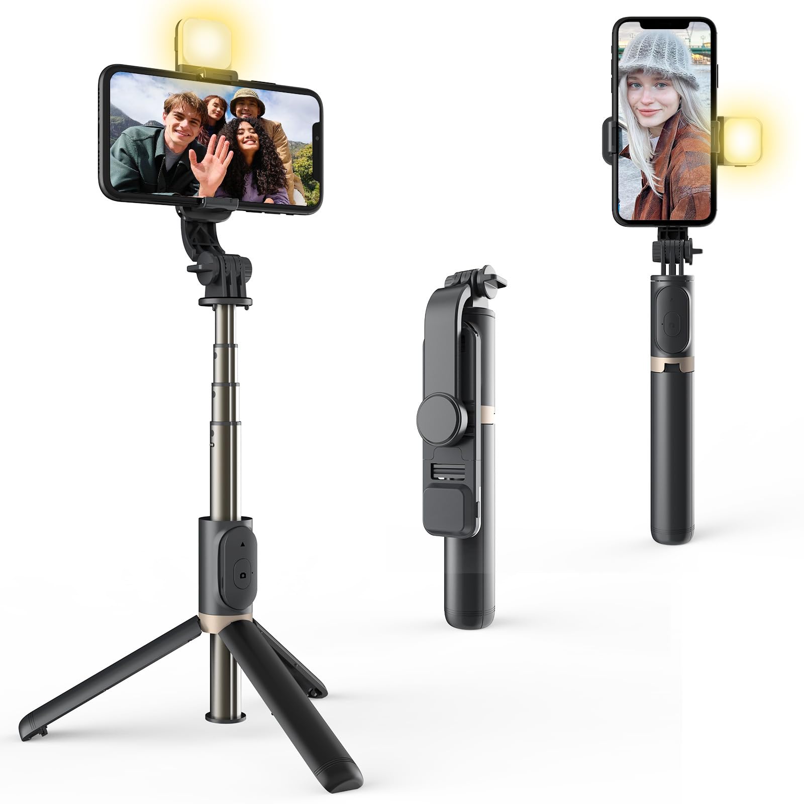 GDSZDDXX Portable Selfie Stick With Remote For Android&iPhone 15/14/13/12 Pro Max/Samsung/Huawei,Premium Smartpohone Tripod Stand For Vlogging,One Of The Most Functional Cellphone Holders With Light